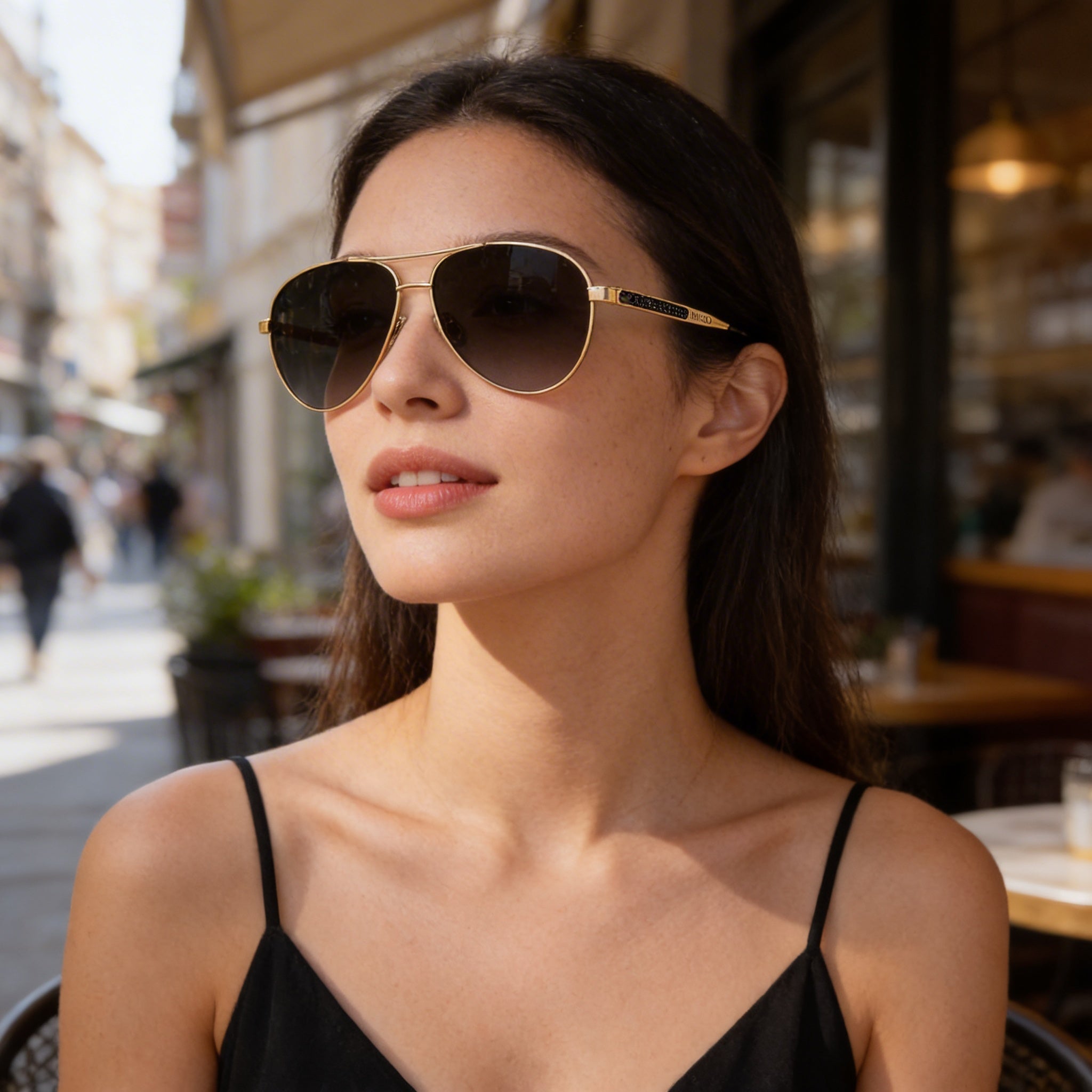 JIMMY CHOO JIMENA/S Women's Pilot Stainless Steel Gold Havana Brown Gradient Sunglasses 60mm UV Protection, Photo 4