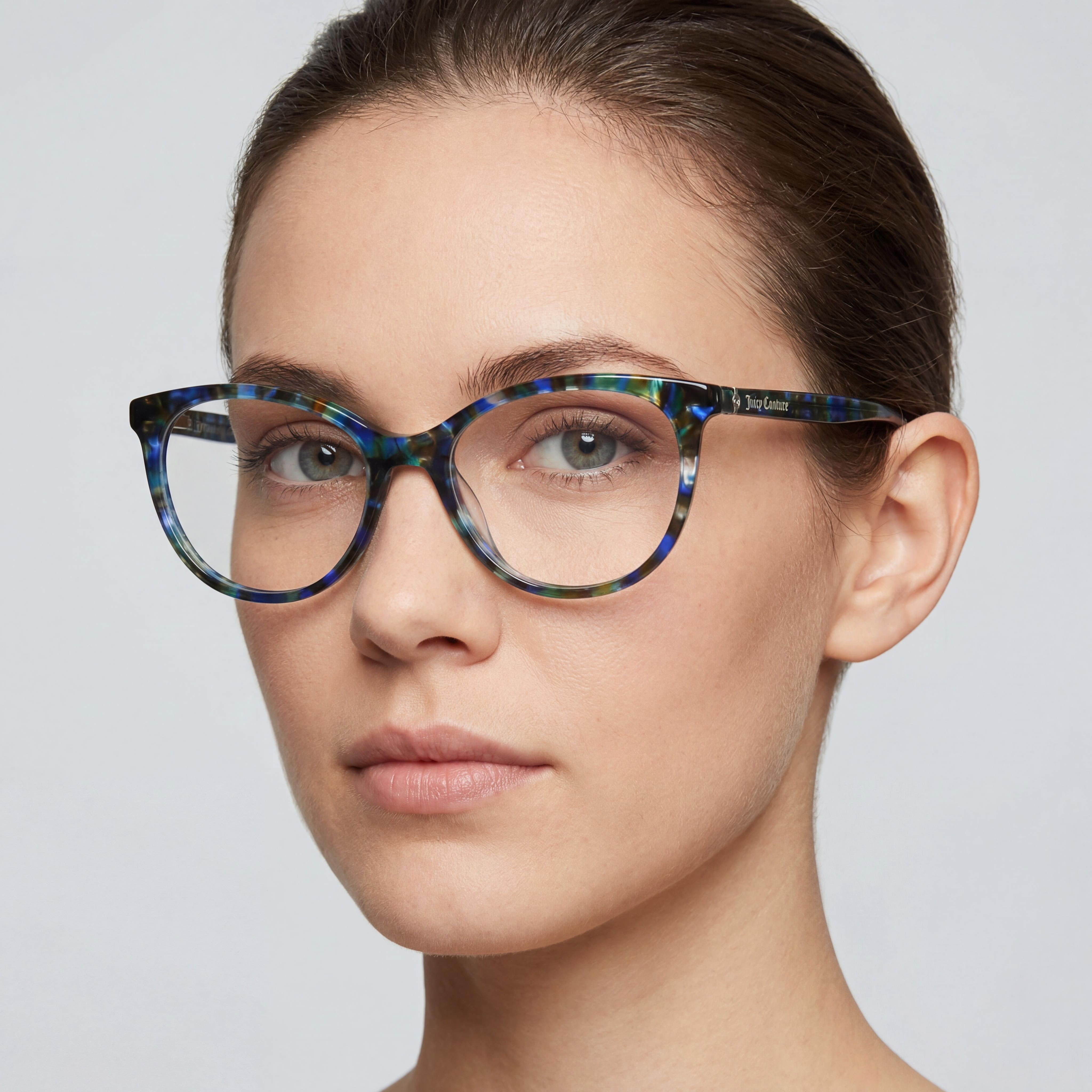 Gafas Juicy Couture Modern para mujer, montura de acetato en azul Habana con lentes de policarbonato, ancho de lente de 52 mm, Photo 4