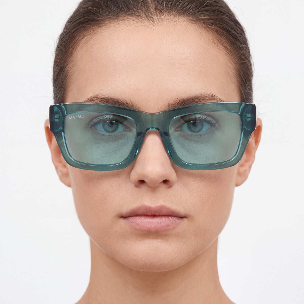 Max&Co. Casual Sunglasses for Women, Dark Green Acetate Frame, Grey Lenses, 52mm Lens Width, Photo 5