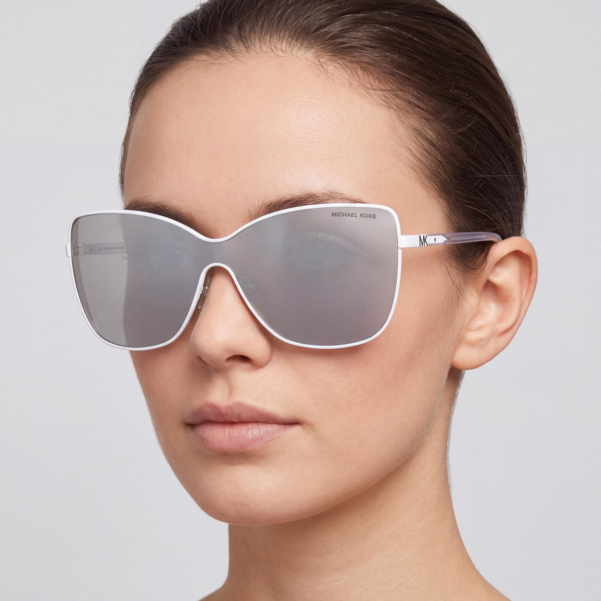 Michael Kors MK1097 Gafas de sol clásicas de metal para mujer, no polarizadas, plateadas con acabado espejo, protección UV, 43 mm, Photo 4