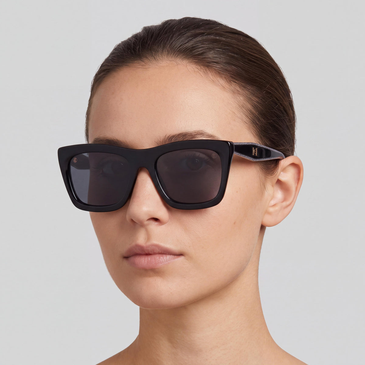 Gafas de Sol Carolina Herrera Modern para Mujer, Acetato Negro Plateado, No Polarizadas, 100% Protección UV, 53mm, Photo 5