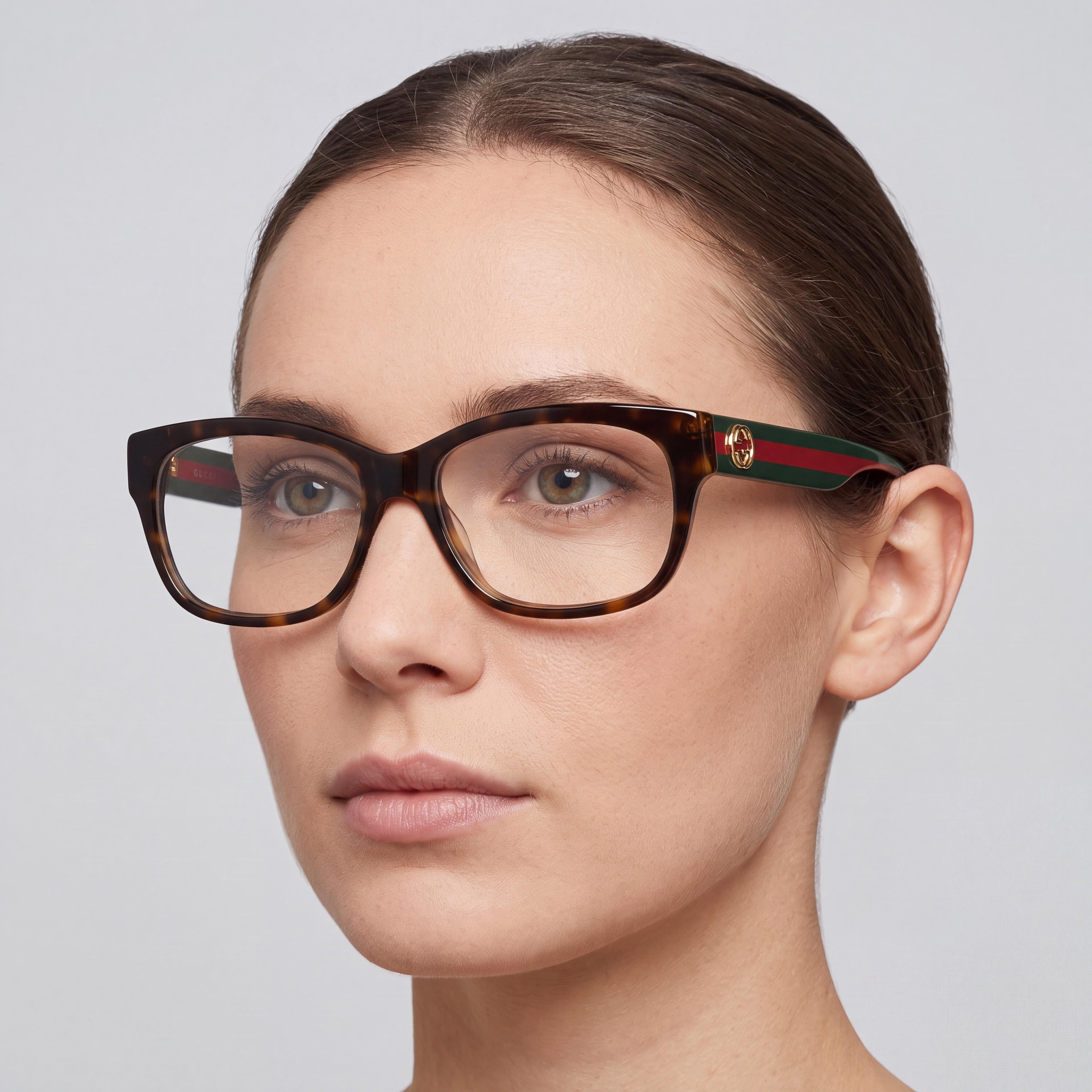 Gucci Gg0278o-012 Women's Full Rim Rectangle Optical Frame Plastic Dark Havana - Dark Green 55-15-145mm, Photo 4