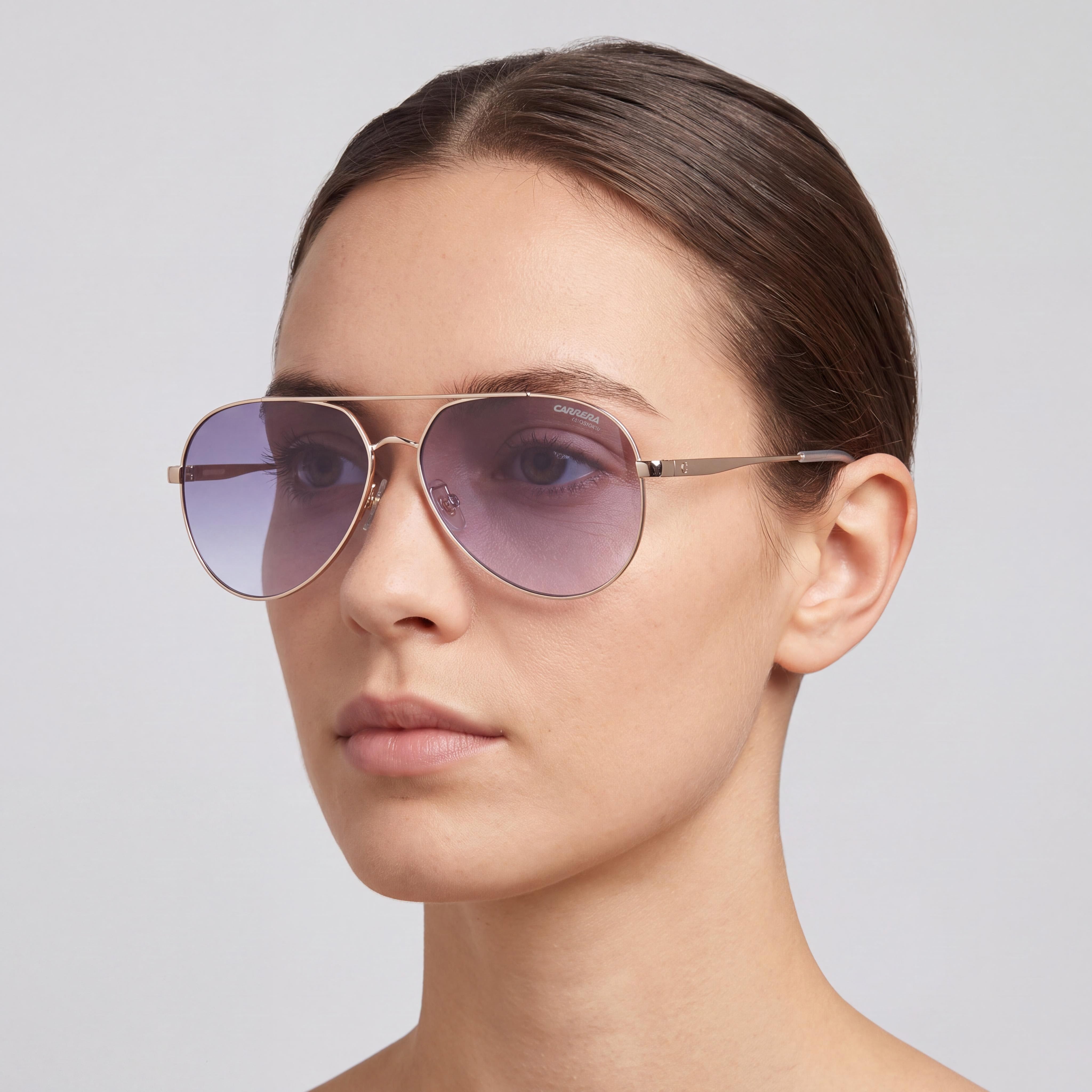 Carrera Casual Gafas de Sol para Mujer, Dorado, Azul, Gris, Celeste, Acero Inoxidable, Azul Sombreado, Protección UV No Polarizada 63mm, Photo 4