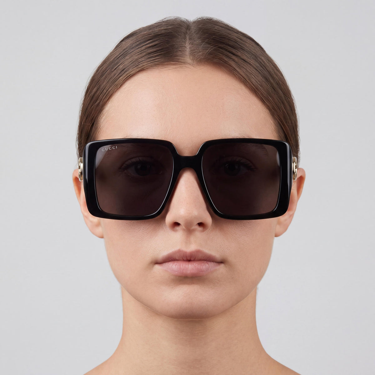 Gucci Gg1692s Women's Classic Black Grey Plastic Frame Sunglasses with Black Grey Composite Lenses 54mm, Photo 5