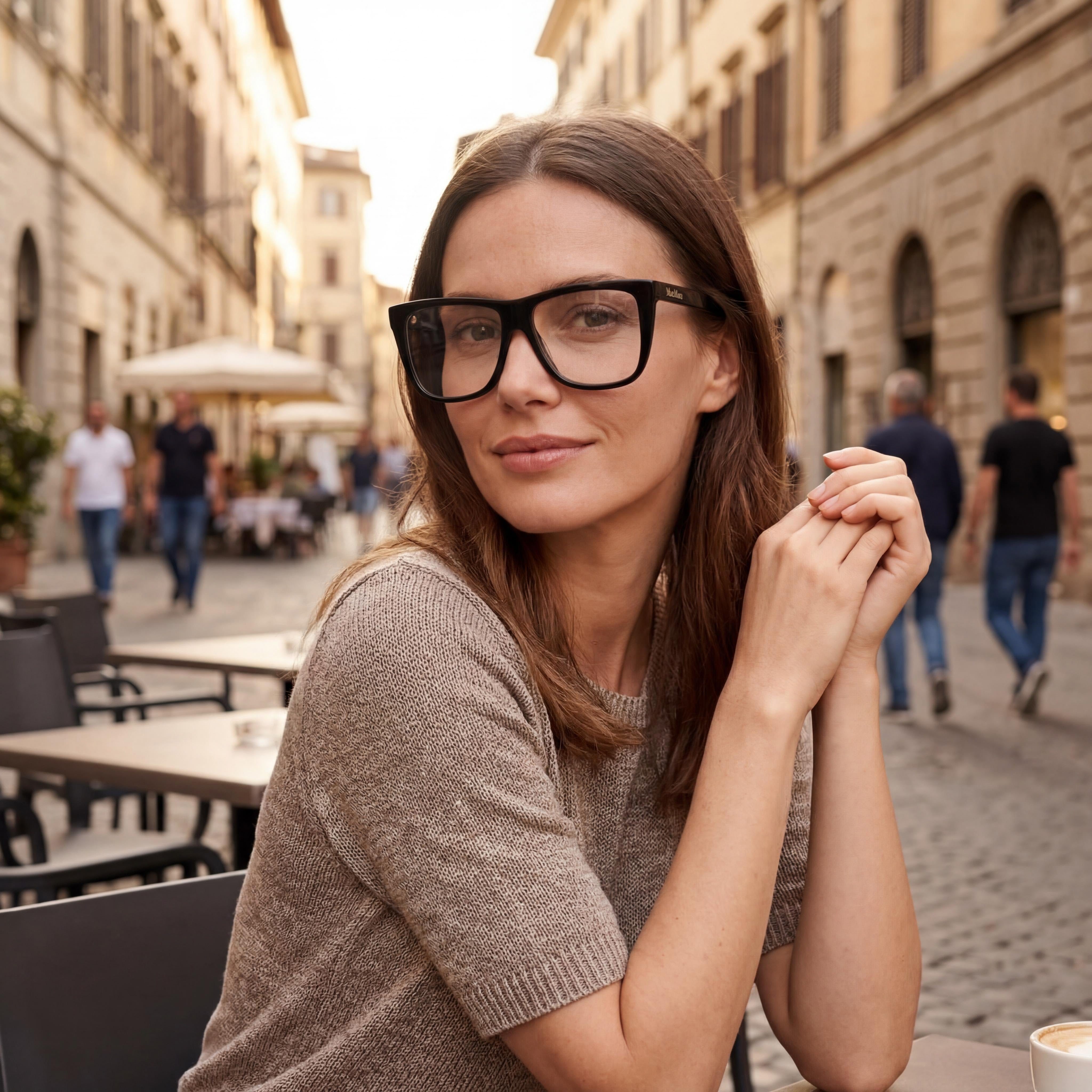 MaxMara Mm5096 Women's Eyewear with Shiny Black Plastic Frame and Clear Polycarbonate Lenses 54mm, Photo 5