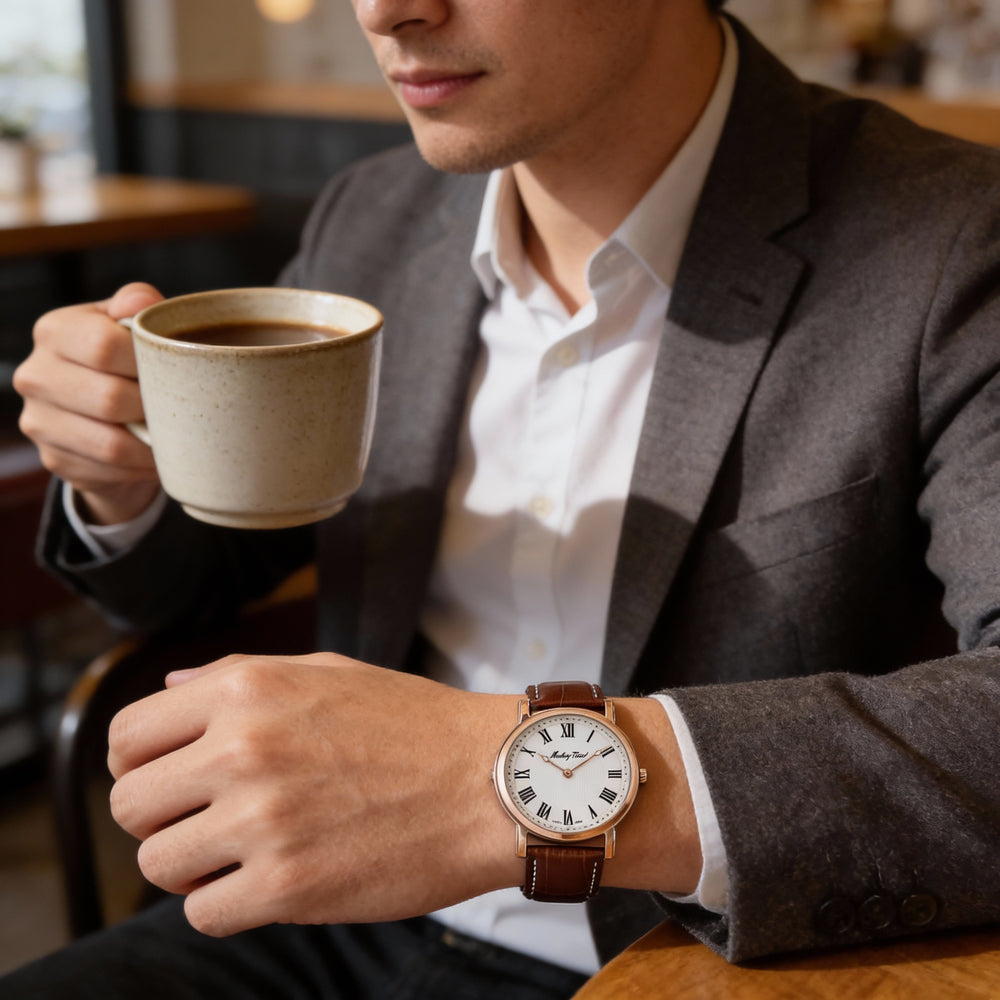 Mathey-Tissot Quartz Movement Men's Stainless Steel White Dial Water Resistant 50M Watch