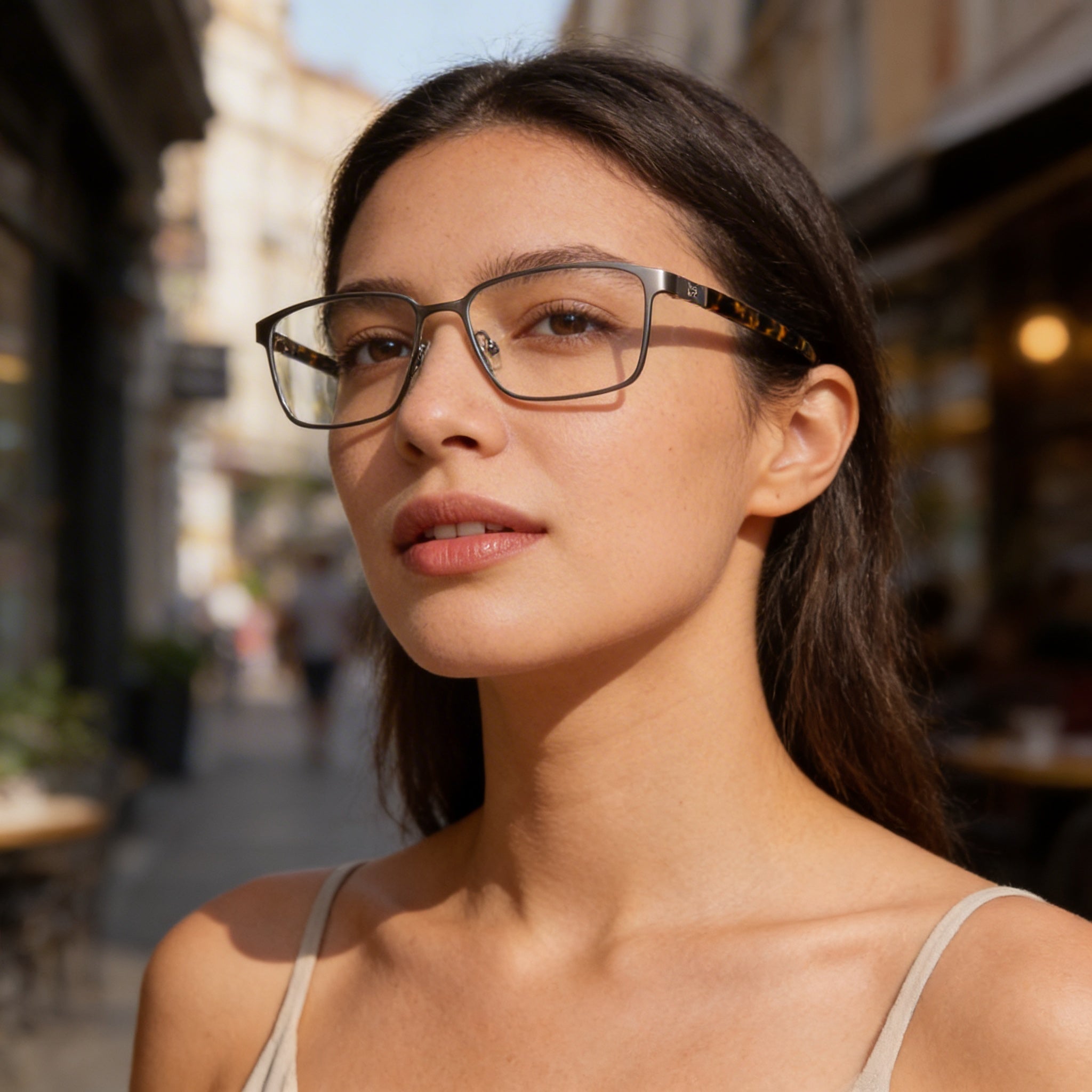 Gafas graduadas unisex GUESS Gu50244 de metal con lentes transparentes, montura satinada en tono bronce, talla 55-16-145, Photo 5