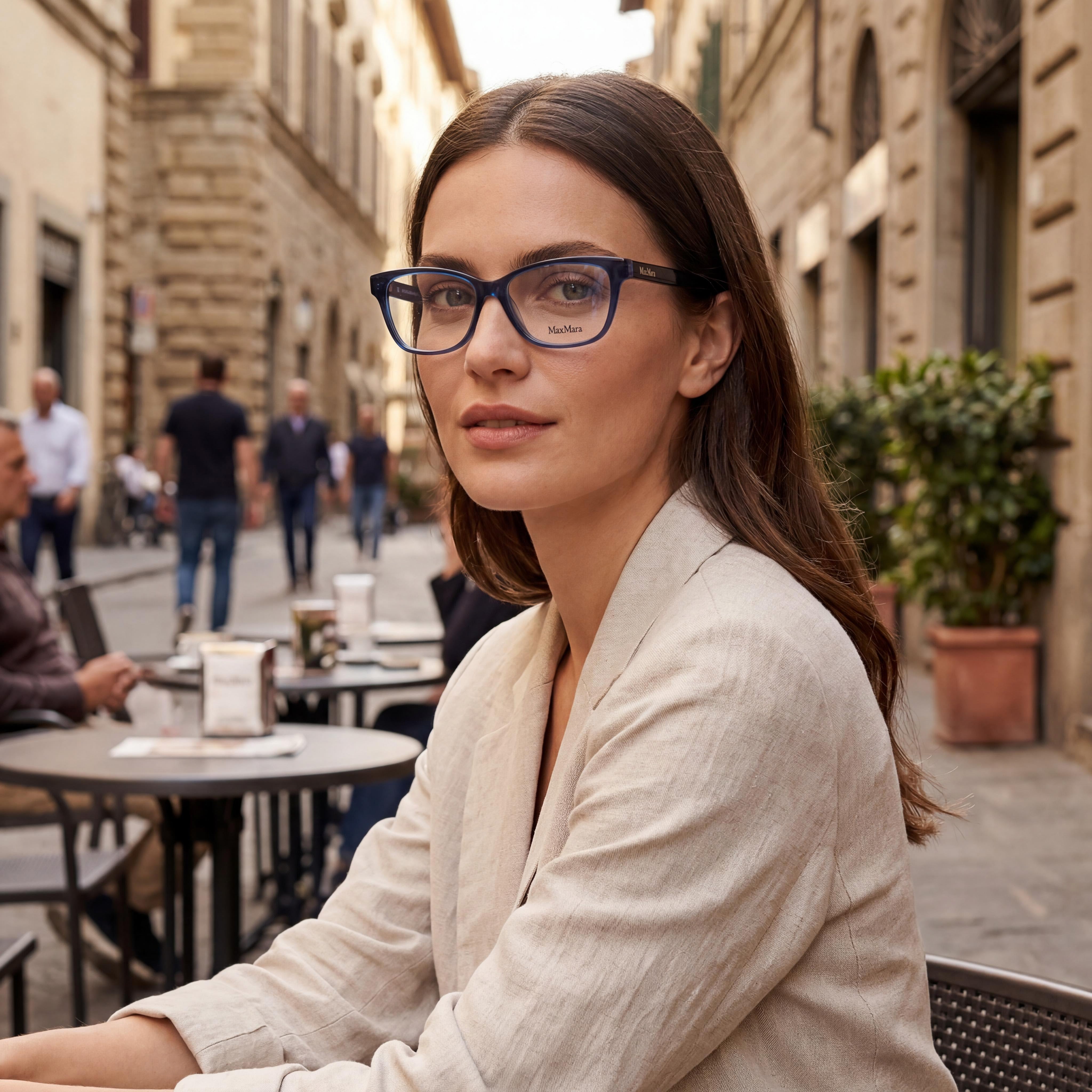 MaxMara MM5013 Women's Blue Acetate Optical Frames with Clear Demo Lenses, Prescription Ready, Size 54-13-140, Photo 4