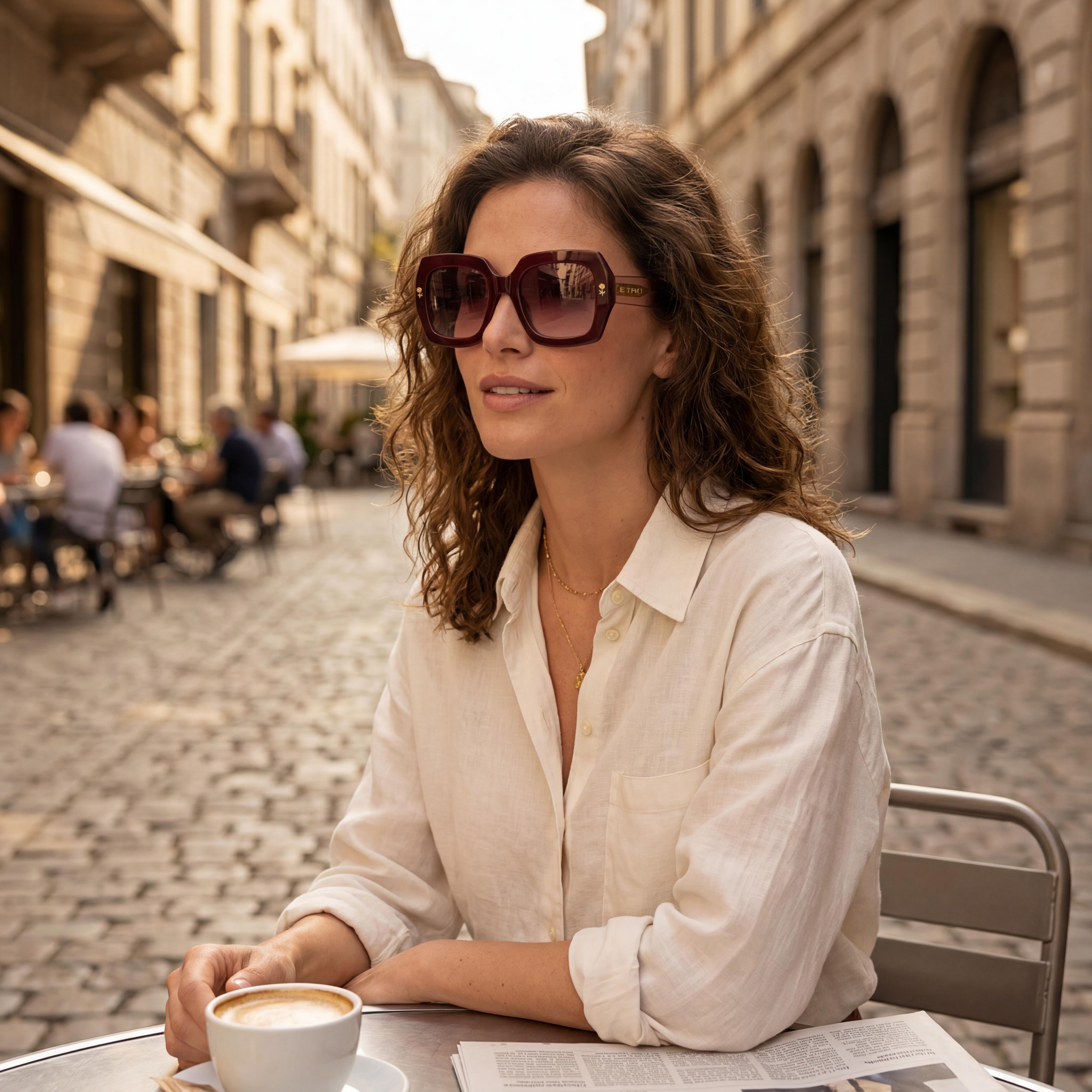 Etro Casual Women's Burgundy Acetate Non-Polarized Sunglasses with Pink Doubleshade Lenses 53mm, Photo 5