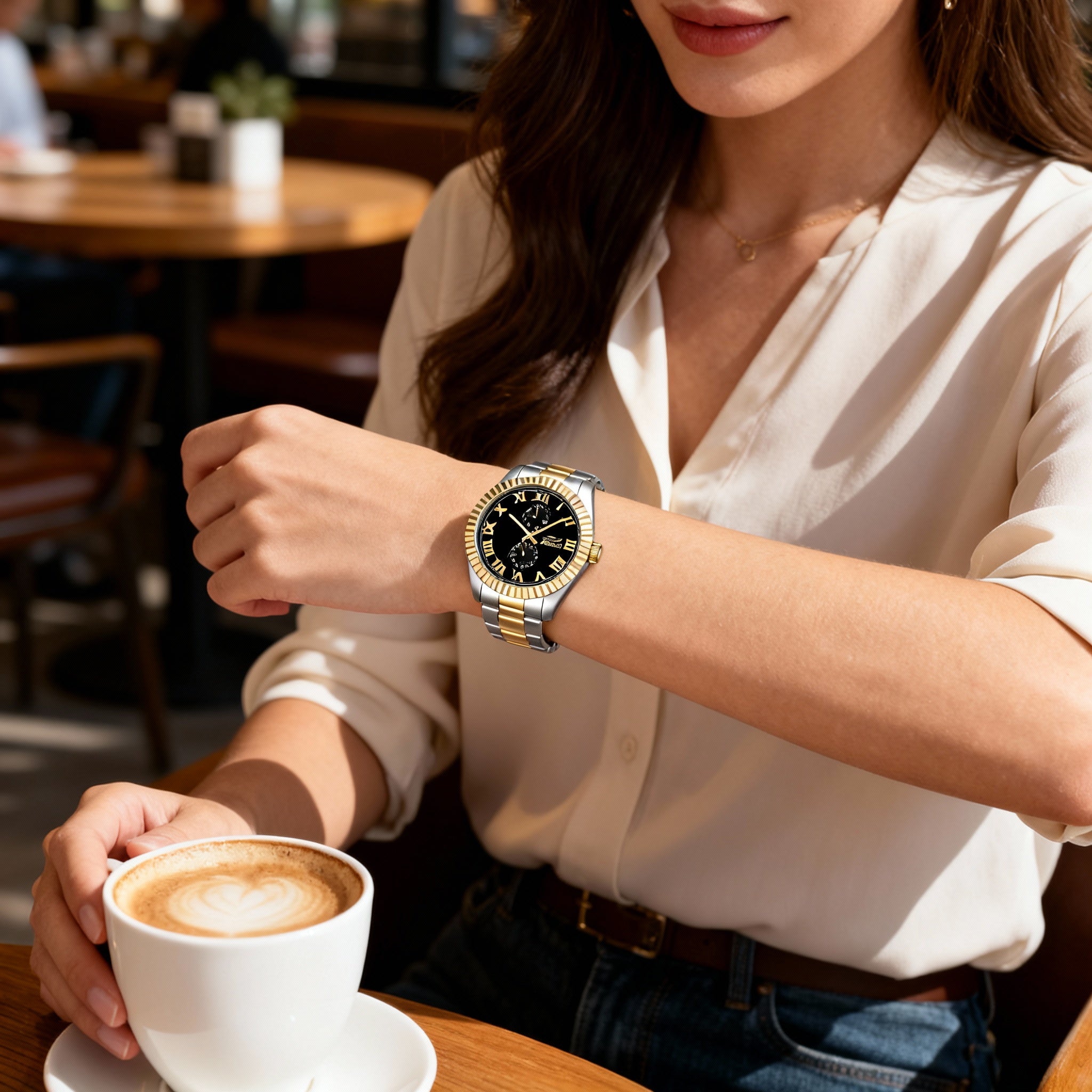 Reloj Invicta Specialty 47425 unisex con cronógrafo de acero inoxidable plateado y esfera negra de 43 mm, Photo 5