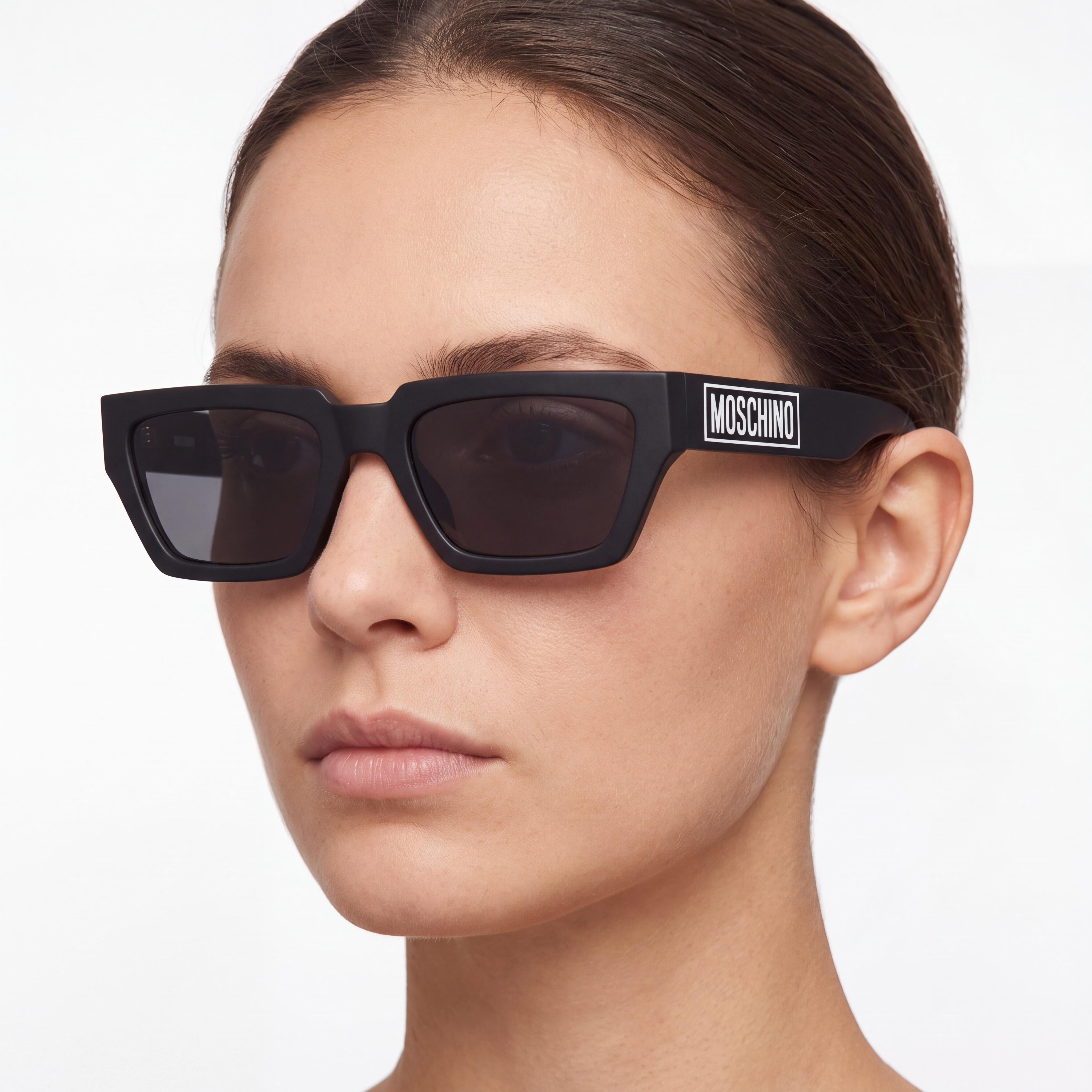 Moschino Modern Women's Acetate Sunglasses with Black Frame and Black Lenses, 55mm Lens Width, Photo 5