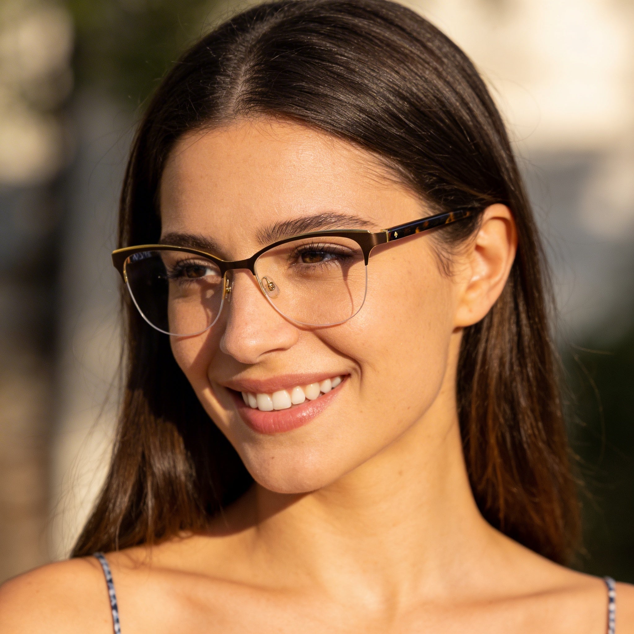 Gafas de sol Kate Spade New York para mujer, rectangulares, de media montura, de acero inoxidable y acetato, color marrón, con lentes de 50 mm de ancho., Photo 6