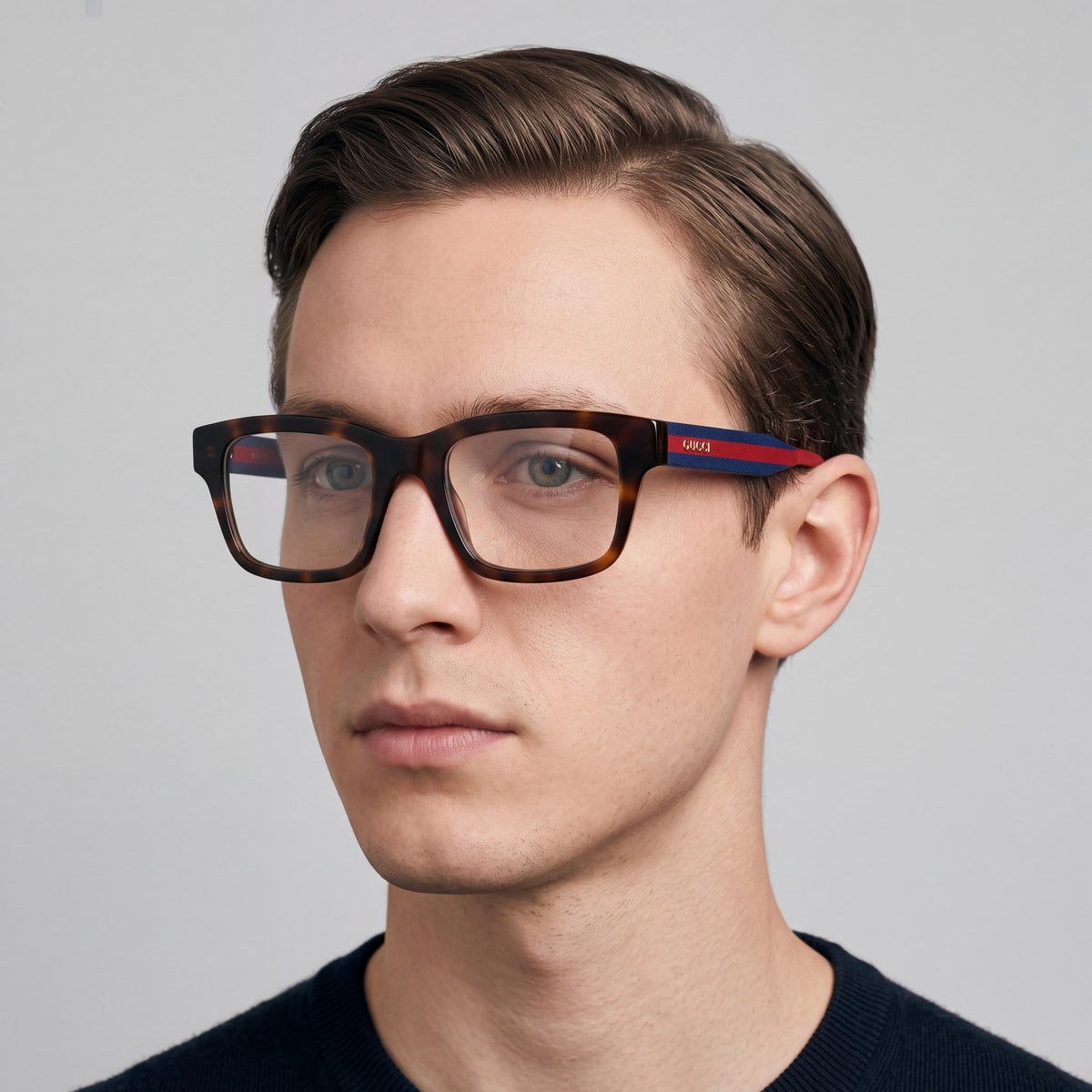 Gucci 1865o-008 Unisex Classic Acetate Frame Eyeglasses Havana, Transparent, Blue, 54mm Non-, Photo 5