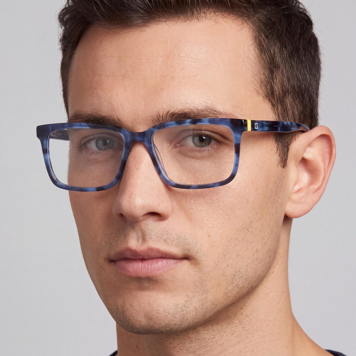 Gafas graduables para hombre GUESS Gu50068@52092# de estilo casual con montura de plástico azul y lentes de demostración transparentes 52, Photo 3