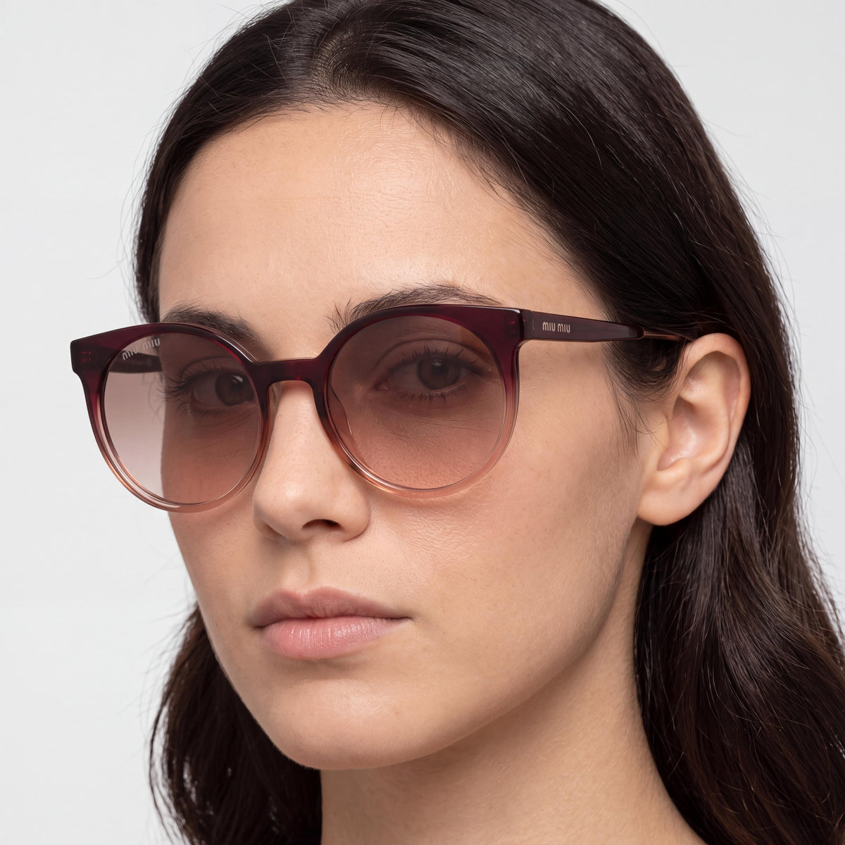 Max & Co. MO0012 Women's Round Full Rim Plastic Sunglasses, Dark Brown Frame, Gradient Brown Lenses, 53mm, Photo 4