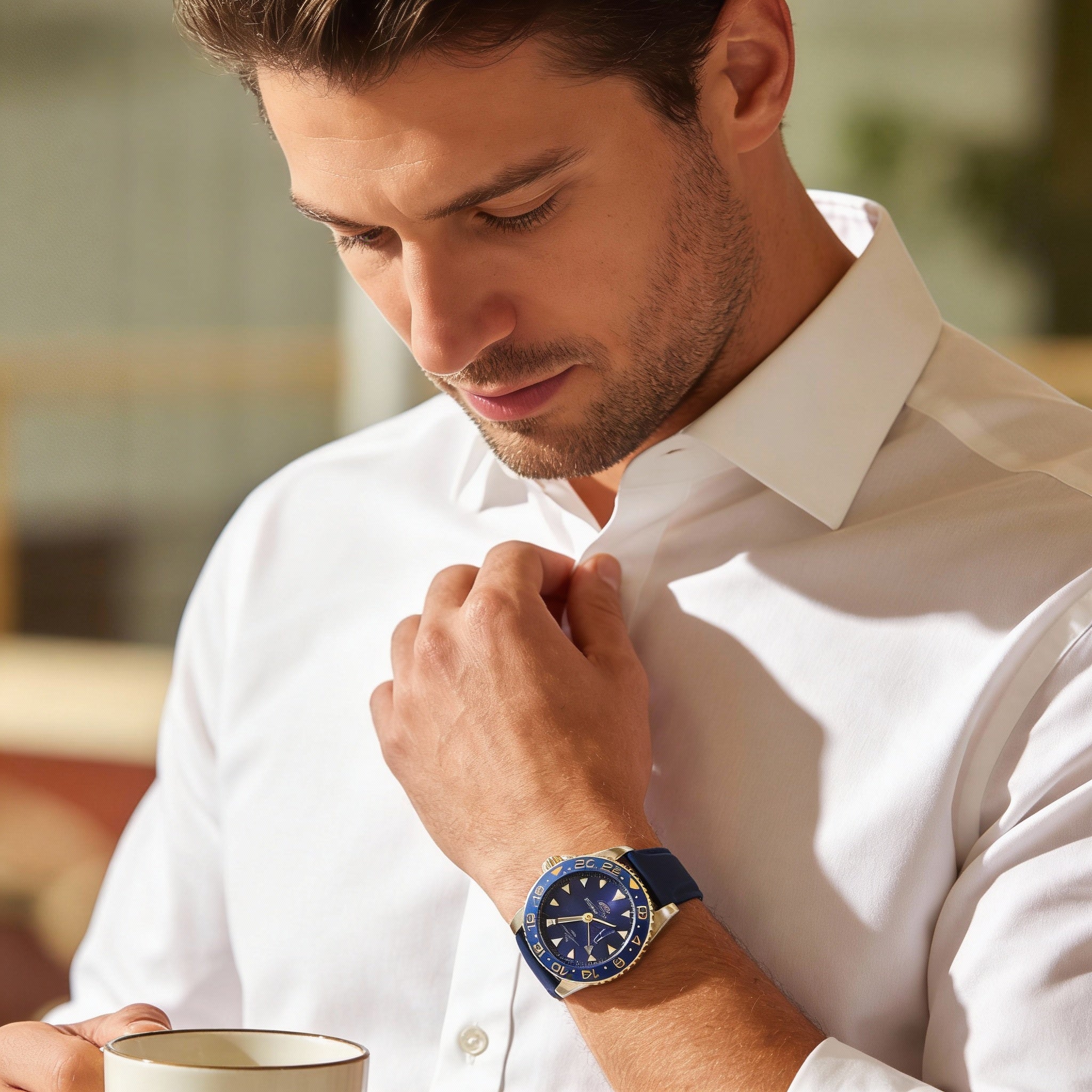 Reloj Seapro de cuarzo para hombre, informal, con esfera azul y fecha, resistente al agua hasta 20 ATM y cristal mineral., Photo 4