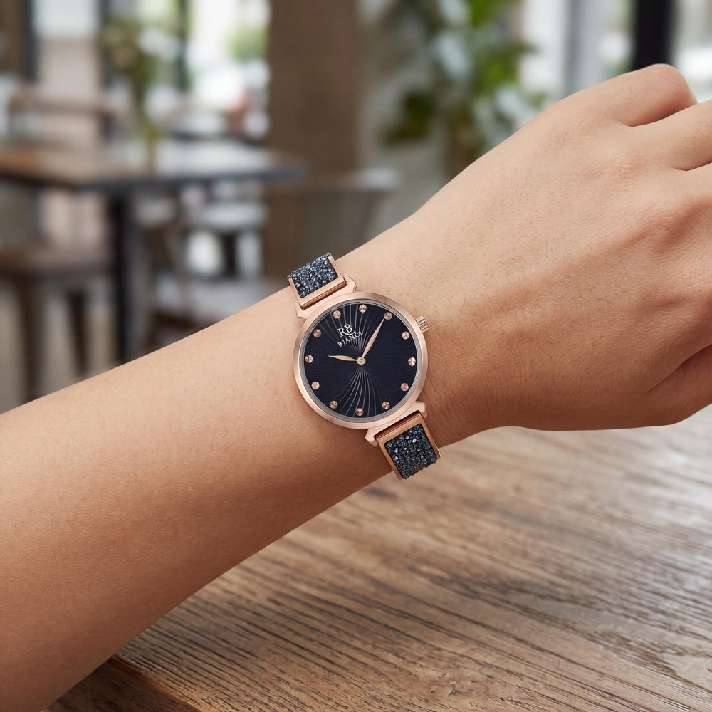 Roberto Bianci RB0206 Reloj analógico informal azul para mujer con movimiento de cuarzo, cristal mineral resistente a los arañazos, resistente al agua