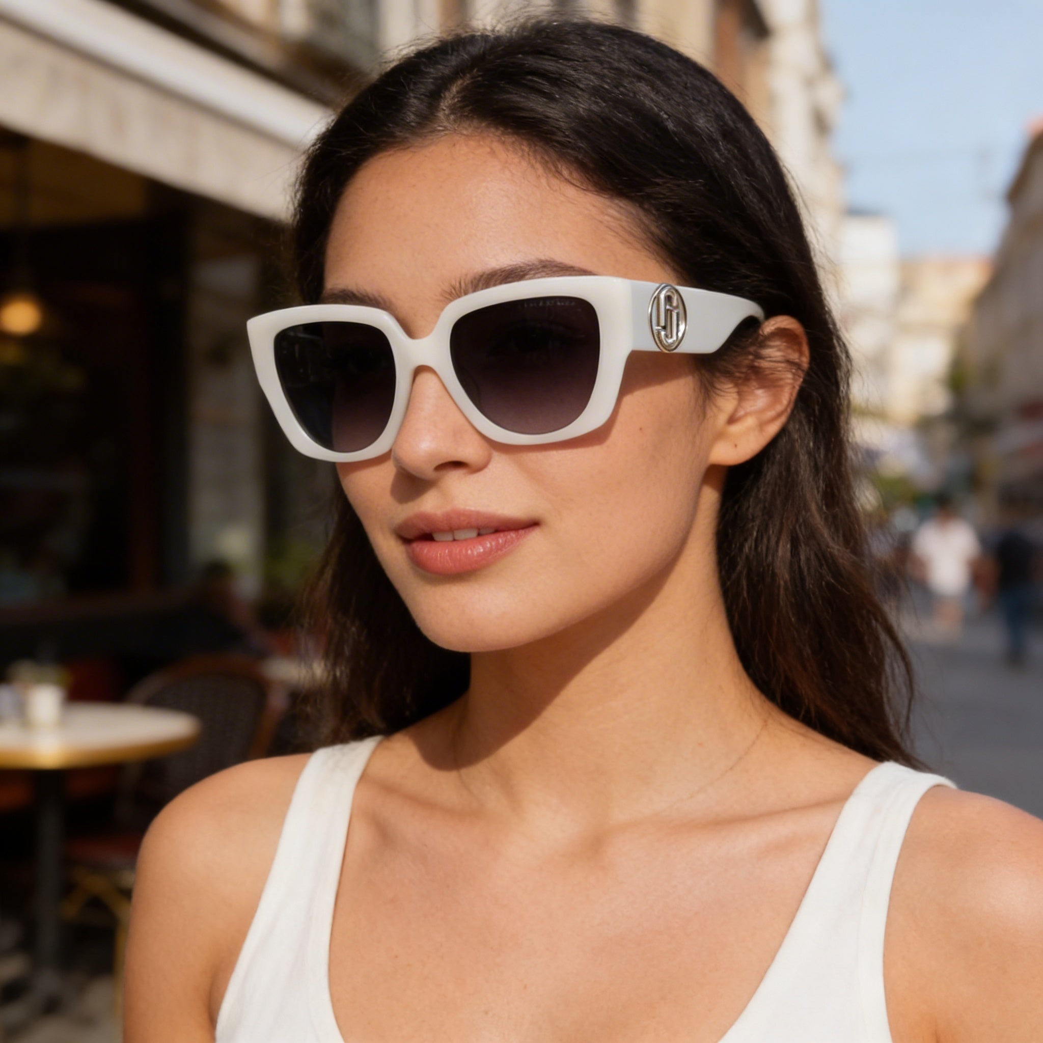 Marc Jacobs Signature Women's Acetate Ivory Grey UV Protected Sunglasses 54mm, Photo 3