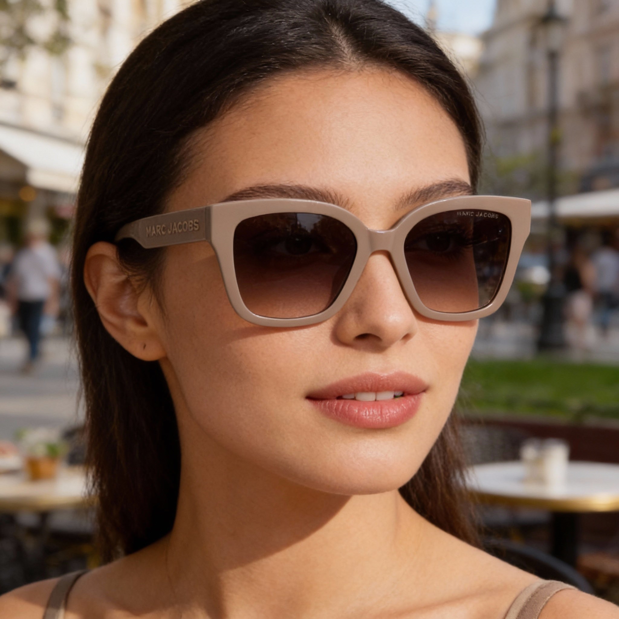 Marc Jacobs Women's Rectangular Cellulose Beige Brown Shaded UV Protected Sunglasses 53mm, Photo 5