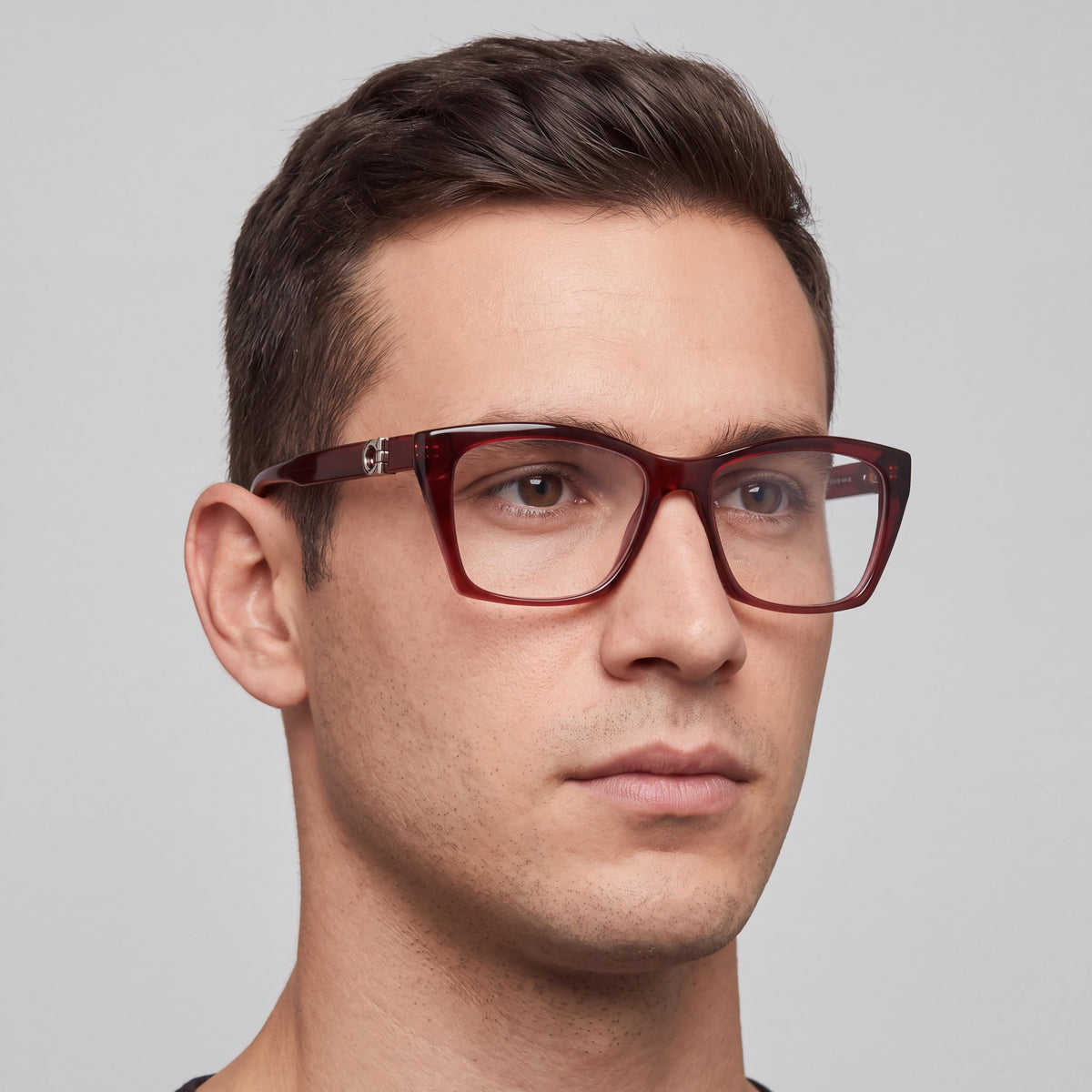 Ferragamo Sf3030e Men's Transparent Red Acetate Frame with Transparent Polycarbonate Lenses Optical Frames 54mm, Photo 4