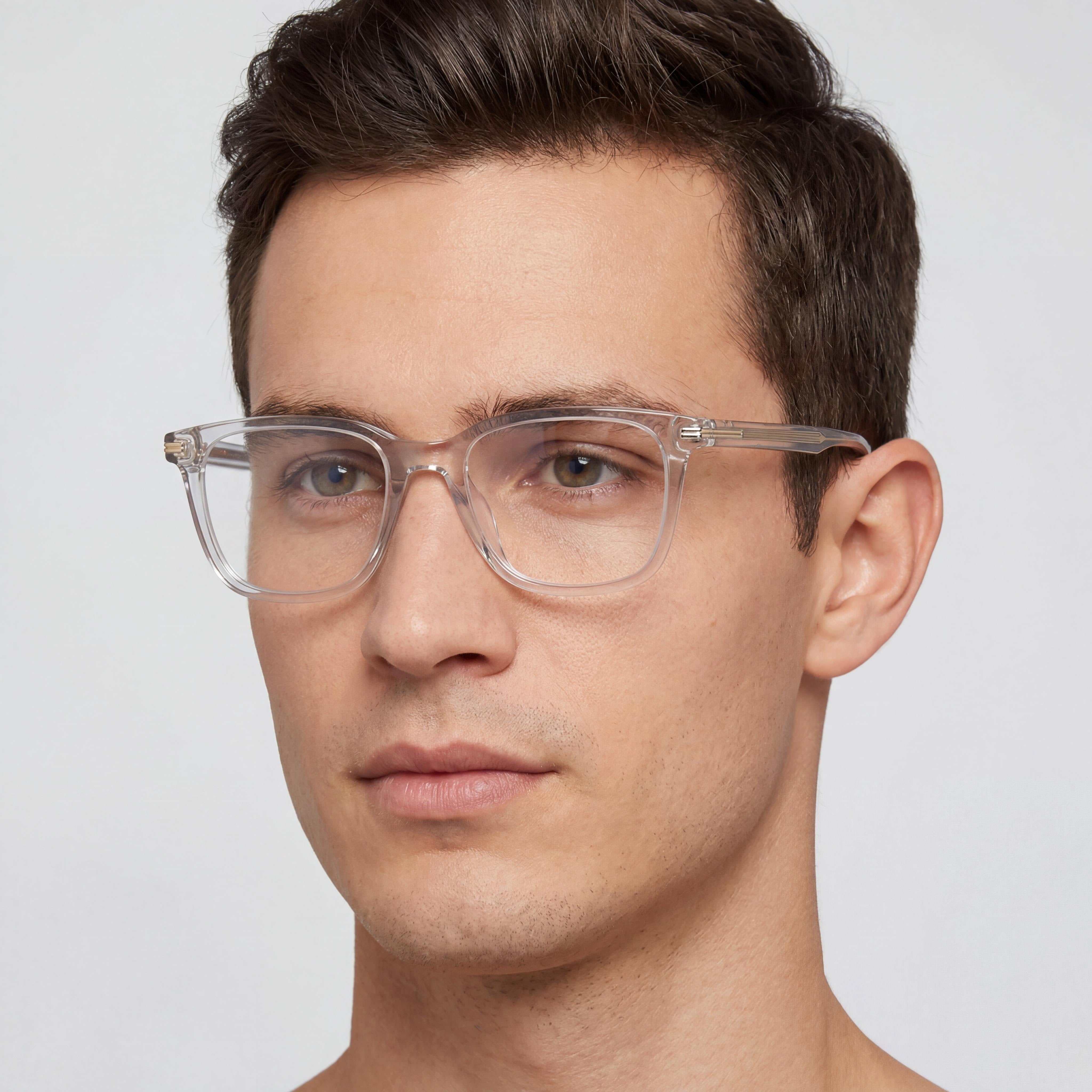 Hugo Boss Modern Design Men's Grey Acetate Frame Eyeglasses with Polycarbonate Lenses, Size 52-19-145, Photo 4
