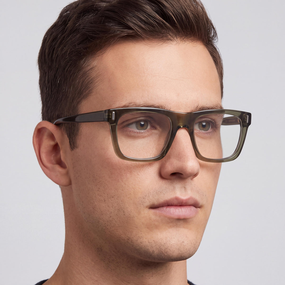 Gafas Ferragamo Sf3029 para hombre con montura de acetato caqui transparente y lentes transparentes de 54 mm, Photo 4