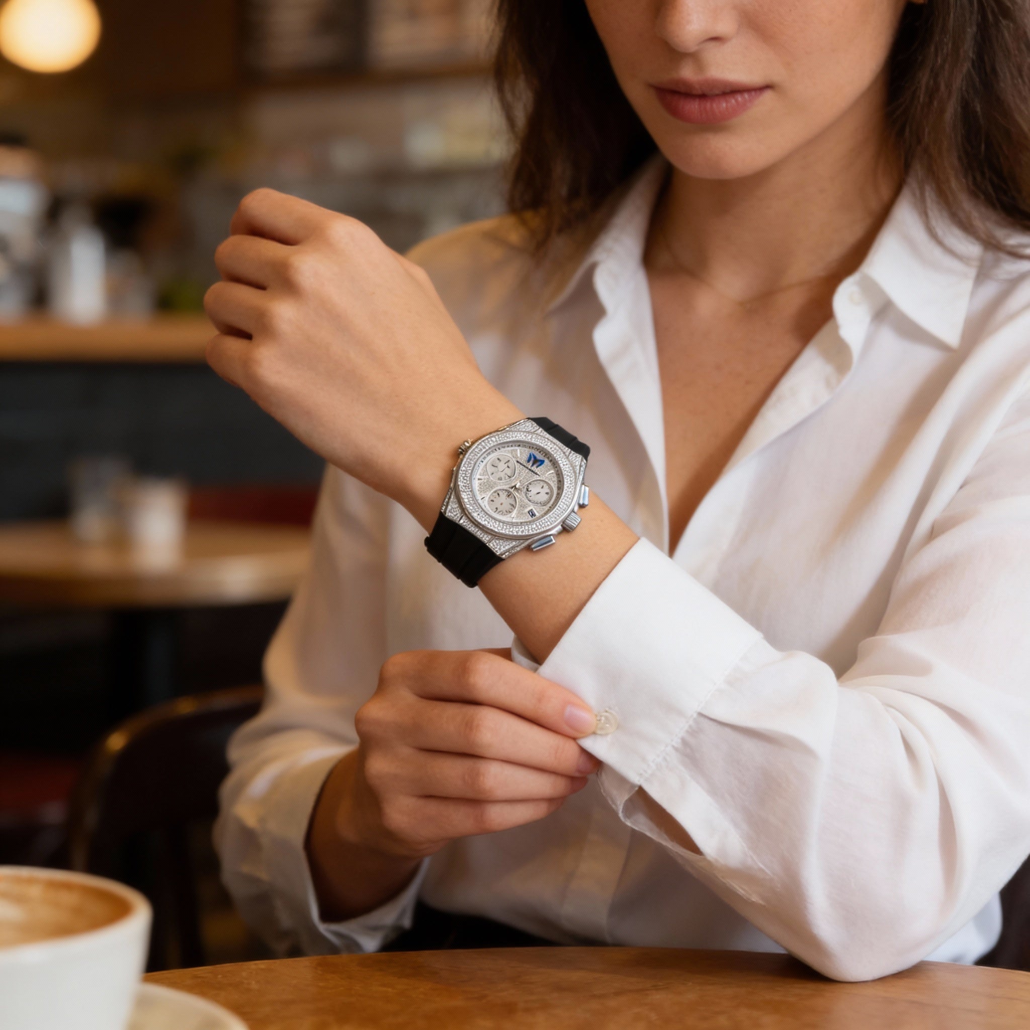 TechnoMarine Cruise TM-118107 Unisex Chronograph Quartz Watch, 45mm Stainless Steel, Silver Dial, 781 Stones, 20 ATM, Photo 3