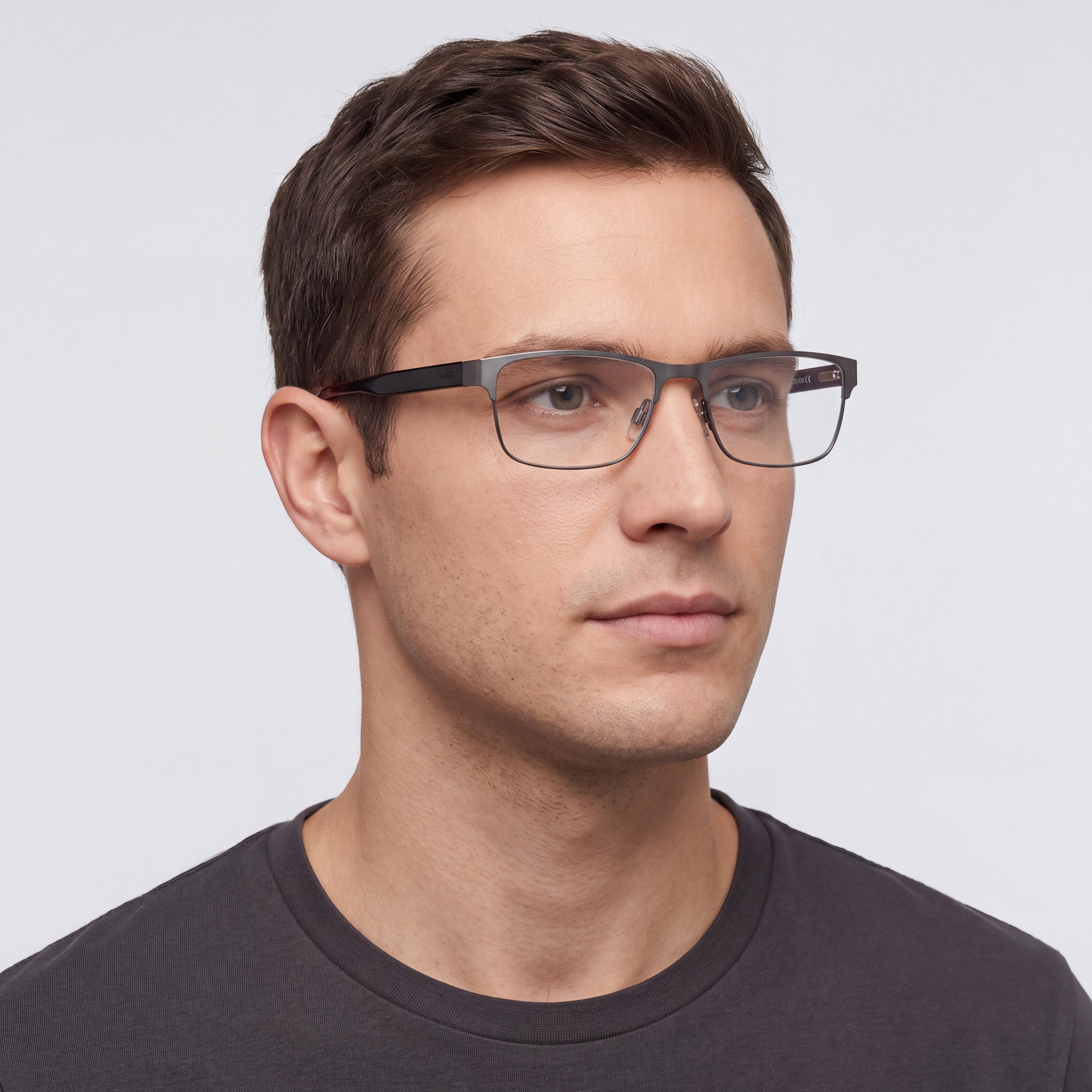 Hugo Boss HG1263 Silver Rectangle Eyeglasses for Men, Alloy Steel 55mm, Photo 4