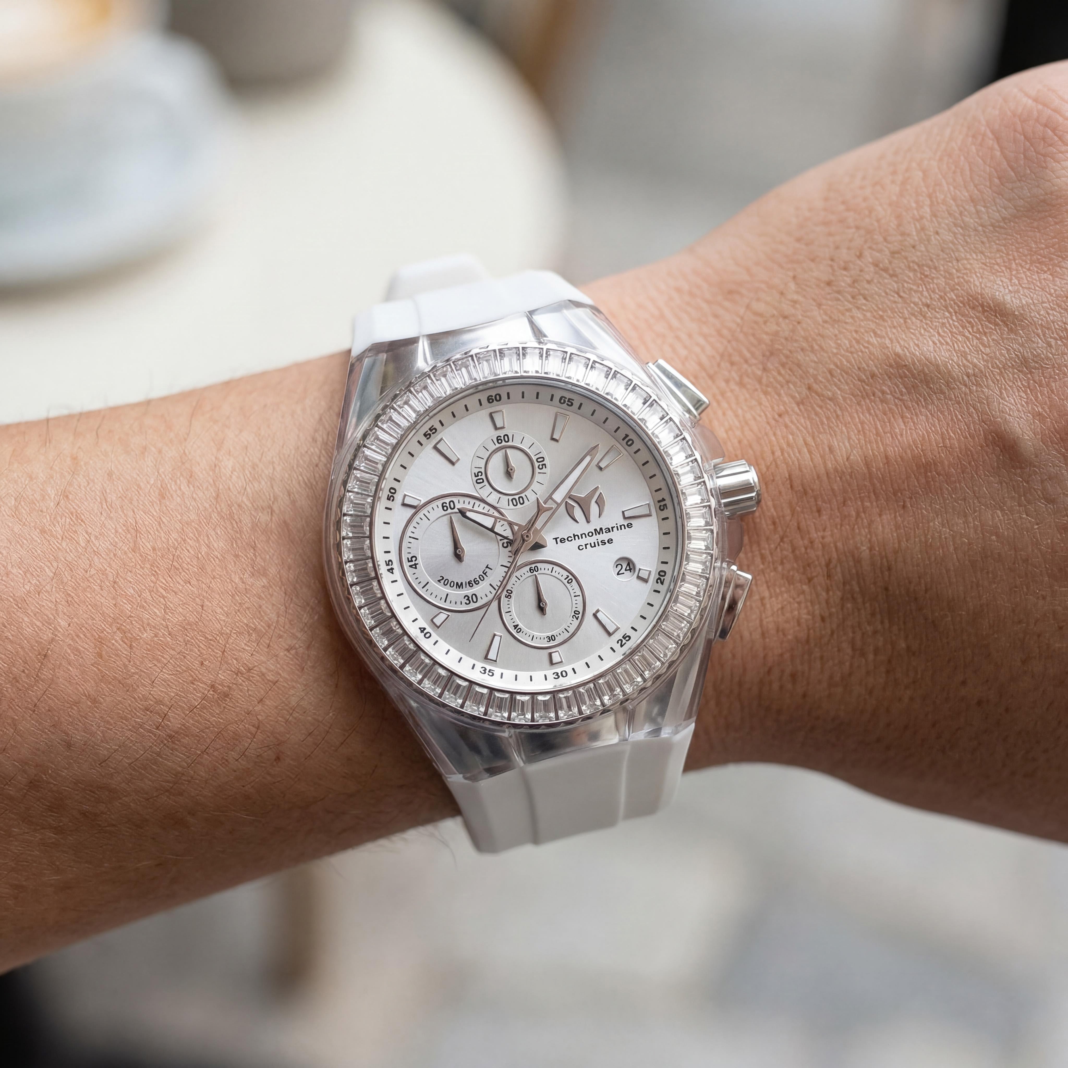 Technomarine Cruise TM-121148 Unisex Chronograph Quartz Watch, 45mm Silver Stainless Steel, Silicone Strap, Photo 4