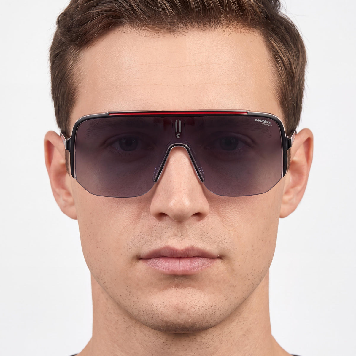 Carrera 1060/S Classic Gafas de sol unisex negras con montura roja y lentes grises oscuras no polarizadas con 100 % de protección UV de acetato 99-01-140, Photo 4