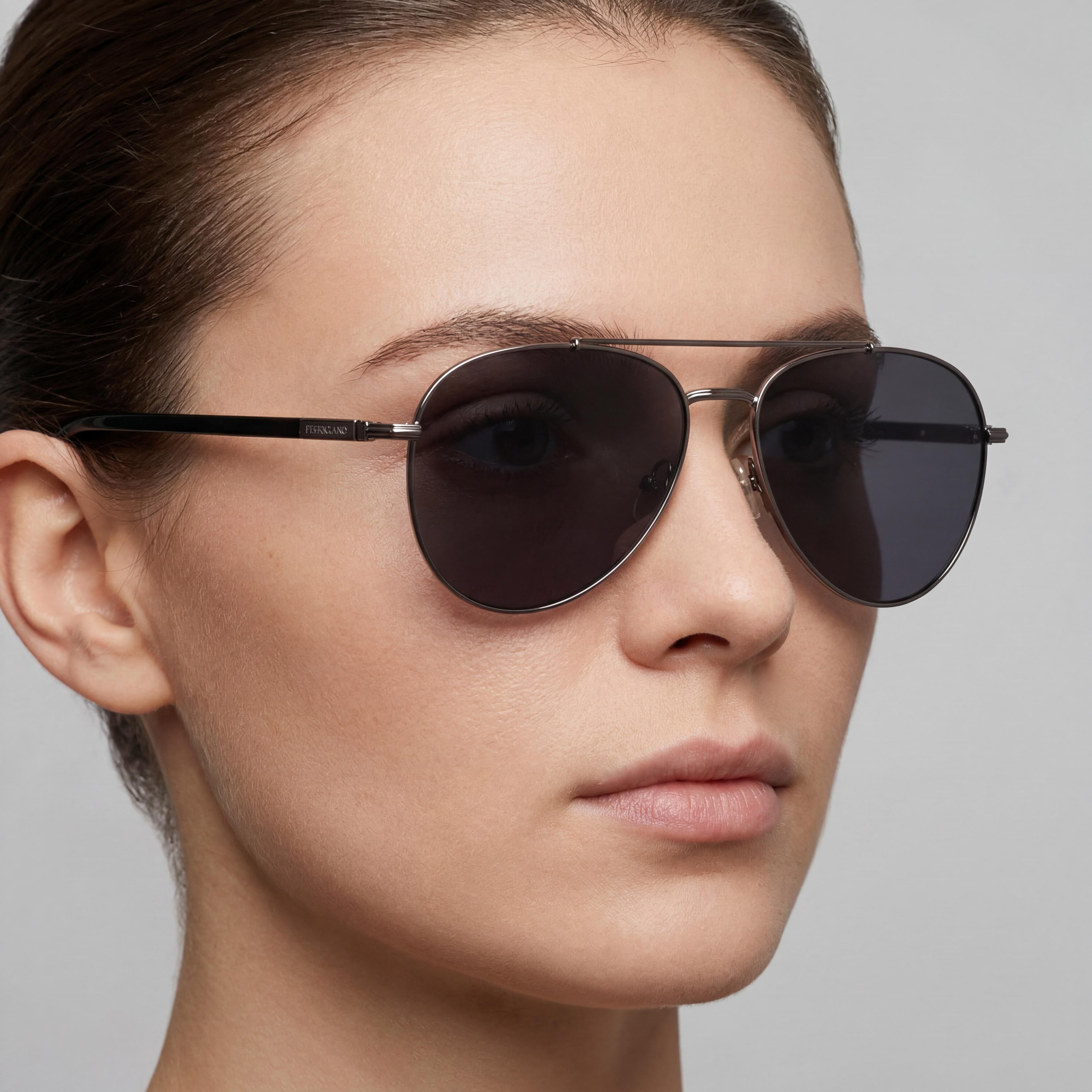 Ferragamo Sf316s Women's Titanium Dark Ruthenium Grey Frame & Lens Sunglasses 61mm, Photo 4
