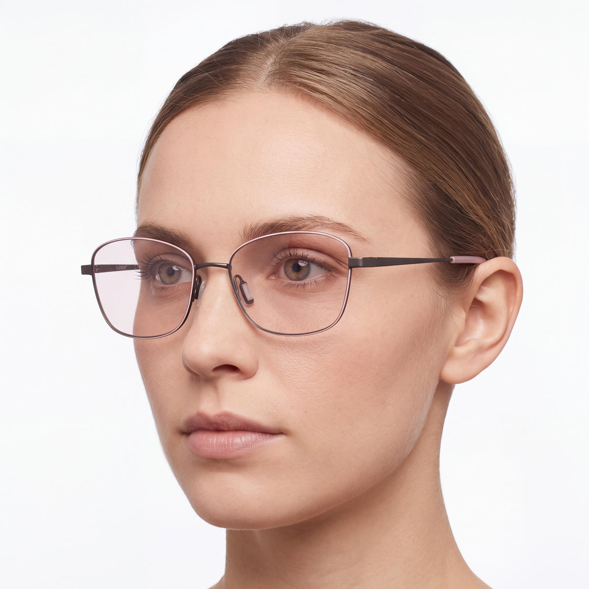Flexon Modern Women's Eyewear Frame, Gunmetal Acetate, with 52mm Lens Width, 17mm Bridge, and 140mm Temple Length, Photo 5