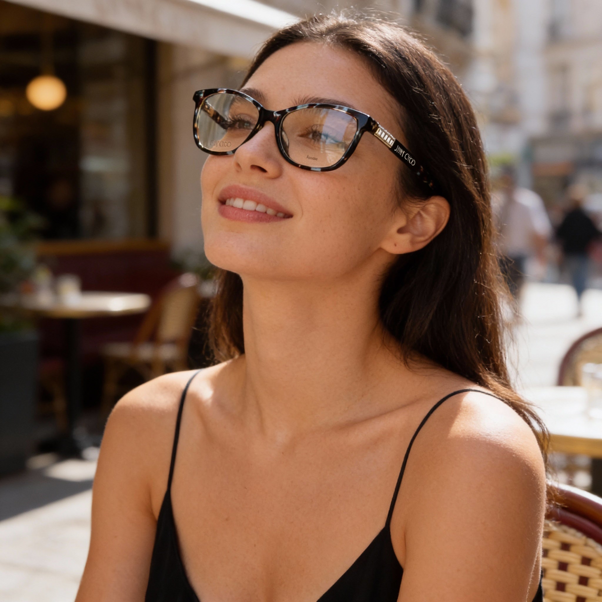 JIMMY CHOO Modern Women's Azure Havana Cellulose Frame, Polarized Polycarbonate Transparent Lenses, 53/16/140, Photo 6