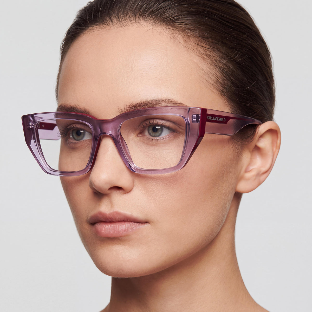 KARL LAGERFELD 6153 Women's Cat Eye Multicolour Iniettato Frame Transparent Polycarbonate Lens Eyeglasses 52mm, Photo 4