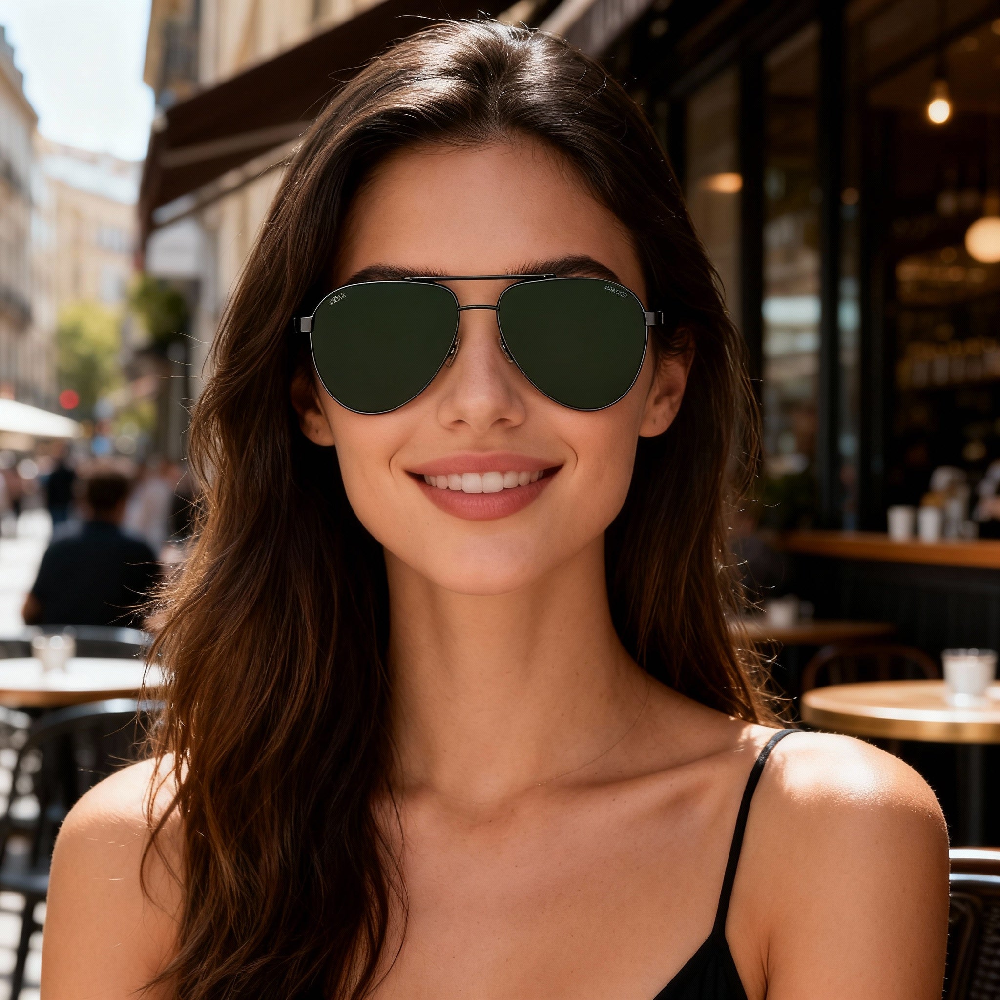 Hugo Boss Modern Unisex Stainless Steel Polarized Sunglasses, Matte Ruthenium Green Frame, Green Lenses 60mm, Photo 4