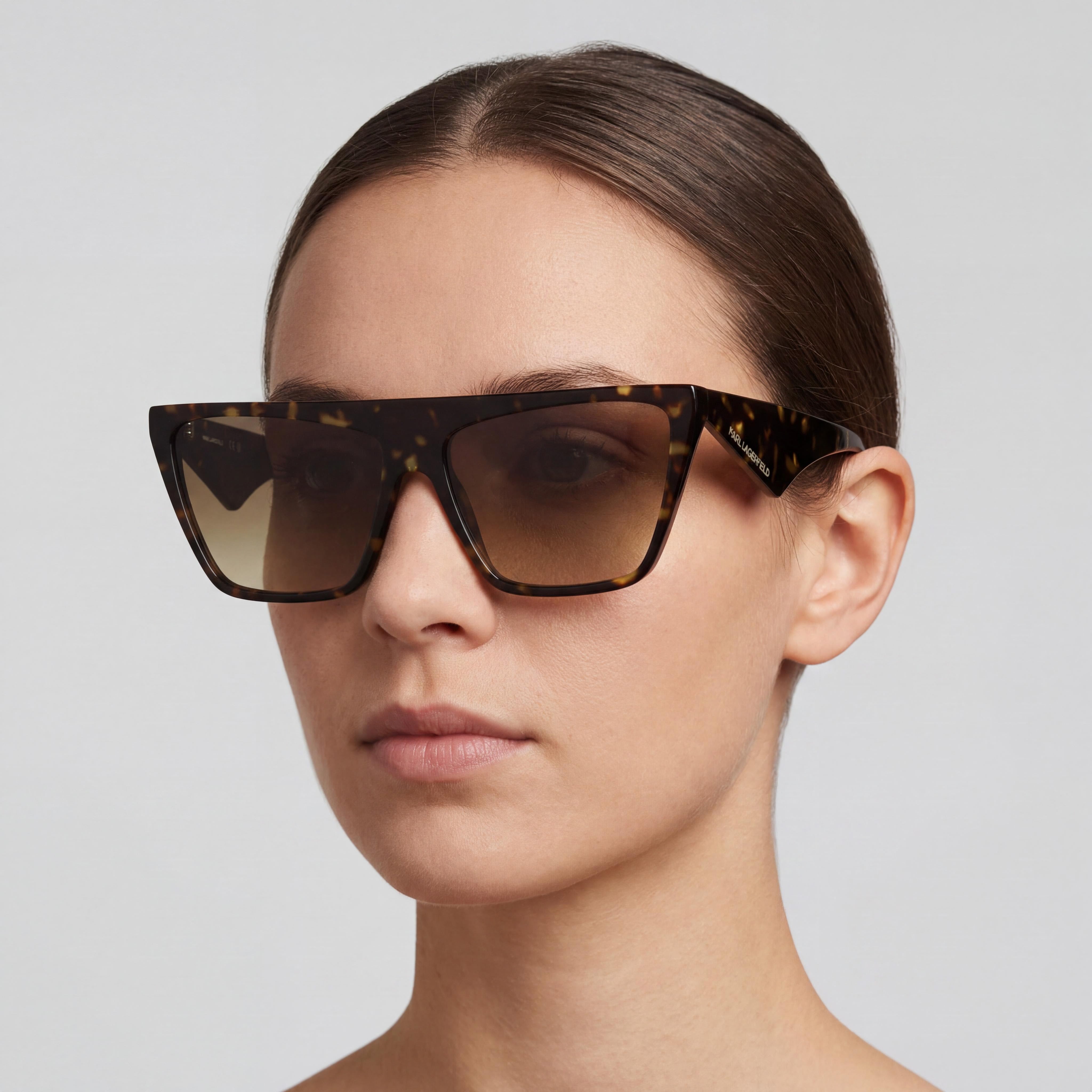 KARL LAGERFELD Kl6186s Women's XL Rectangular Dark Tortoise Plastic Sunglasses with Solid Brown UV Lenses, Photo 5