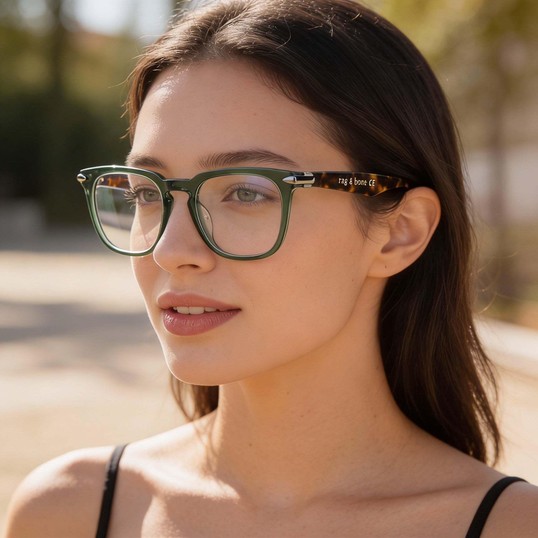 rag & bone Modern Unisex Acetate Frame Eyeglasses with Light Adaptive Non- Lenses, Khaki Havana 49mm, Photo 5
