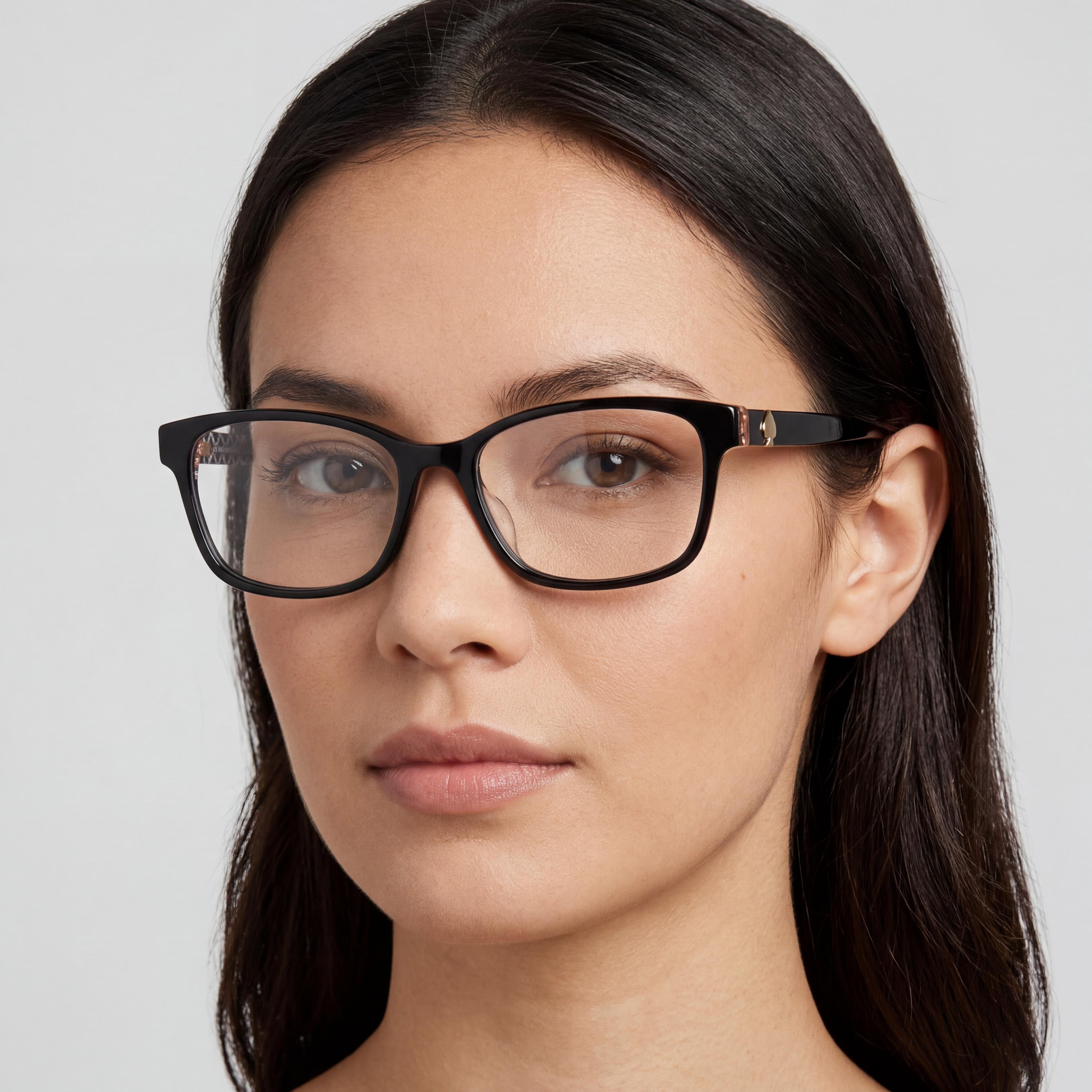 kate spade new york Women's Rectangular Acetate Optical Eyeglasses Frame Black Pink 53-16-145mm, Photo 3