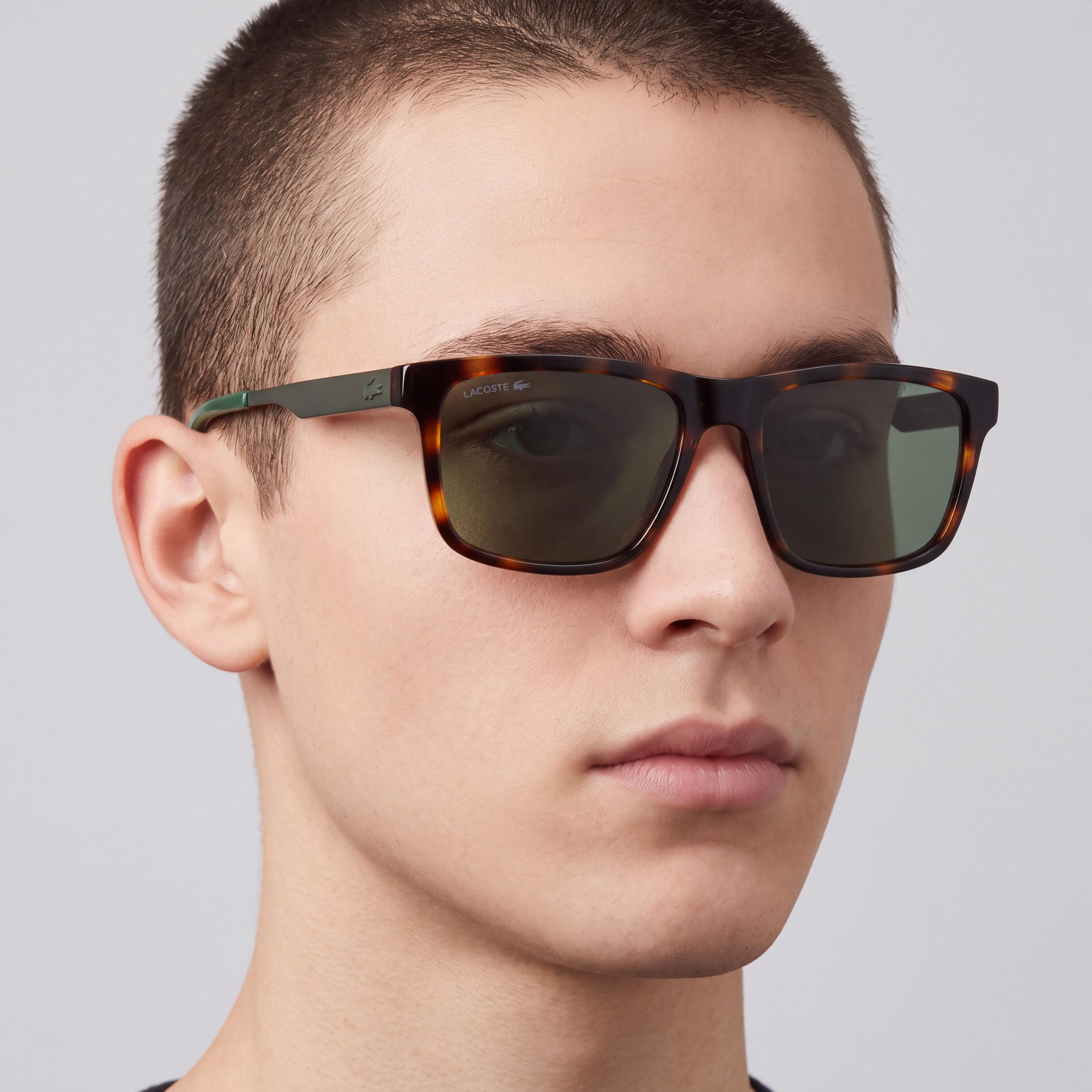 Lacoste L6025s Unisex INJECTED Havana Frame Solid Green Polycarbonate Lens UV 400 Sunglasses 56-17-145mm, Photo 3