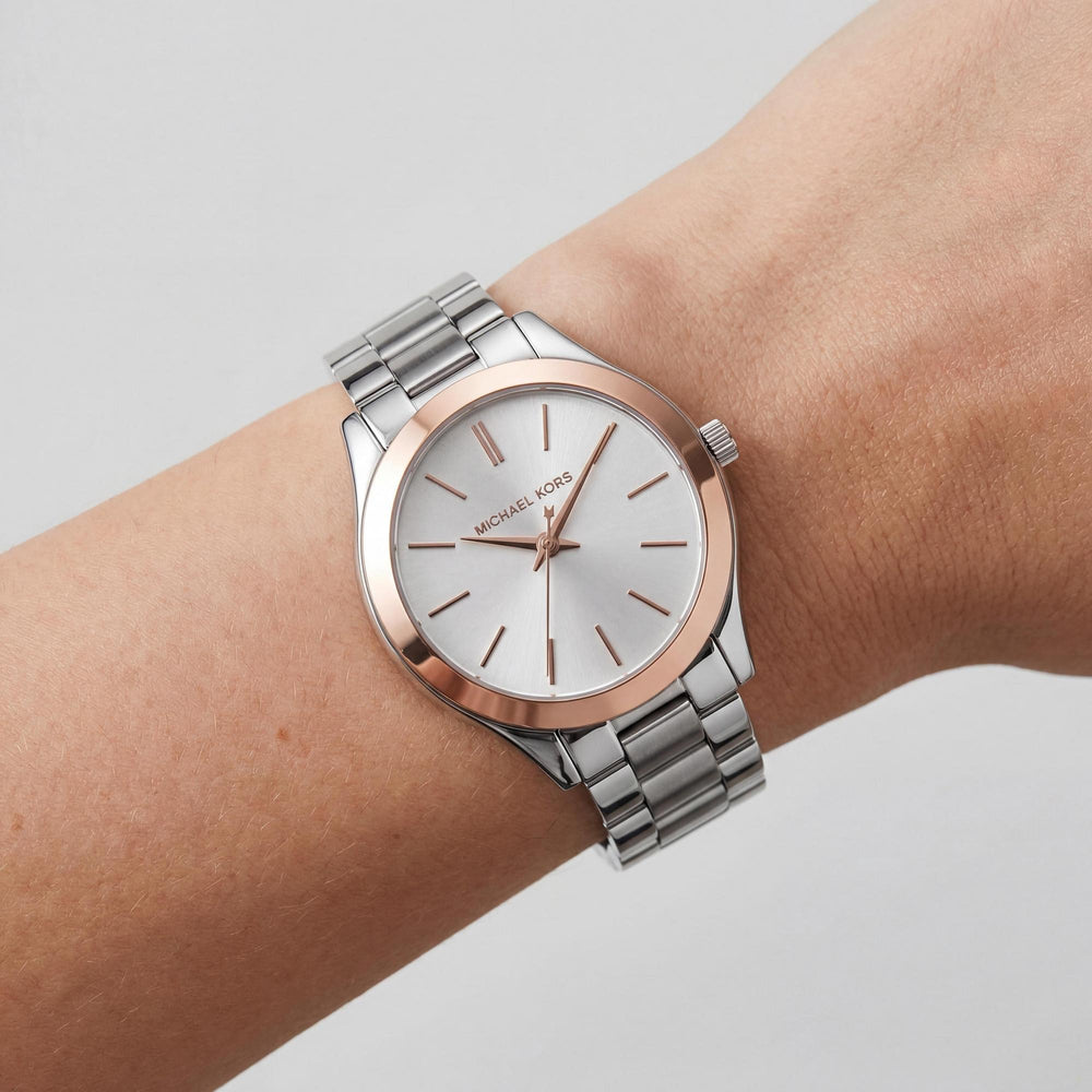 Reloj Michael Kors MK3514 para mujer, color oro rosa y plateado, 34 mm