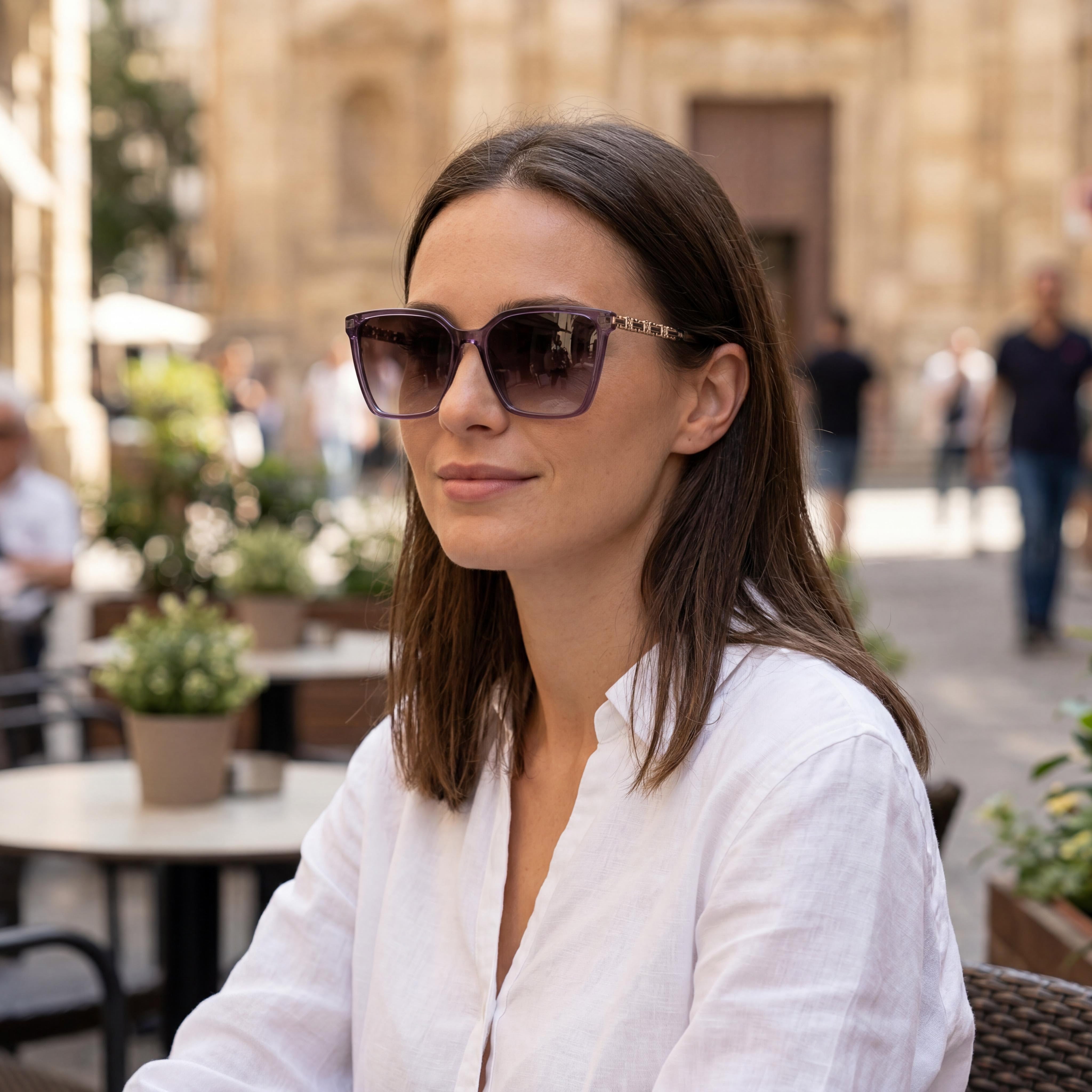 Escada Casual Women's Sunglasses featuring a Multicoloured Acetate Frame and Violet Gradient Lenses, 54mm, Photo 5