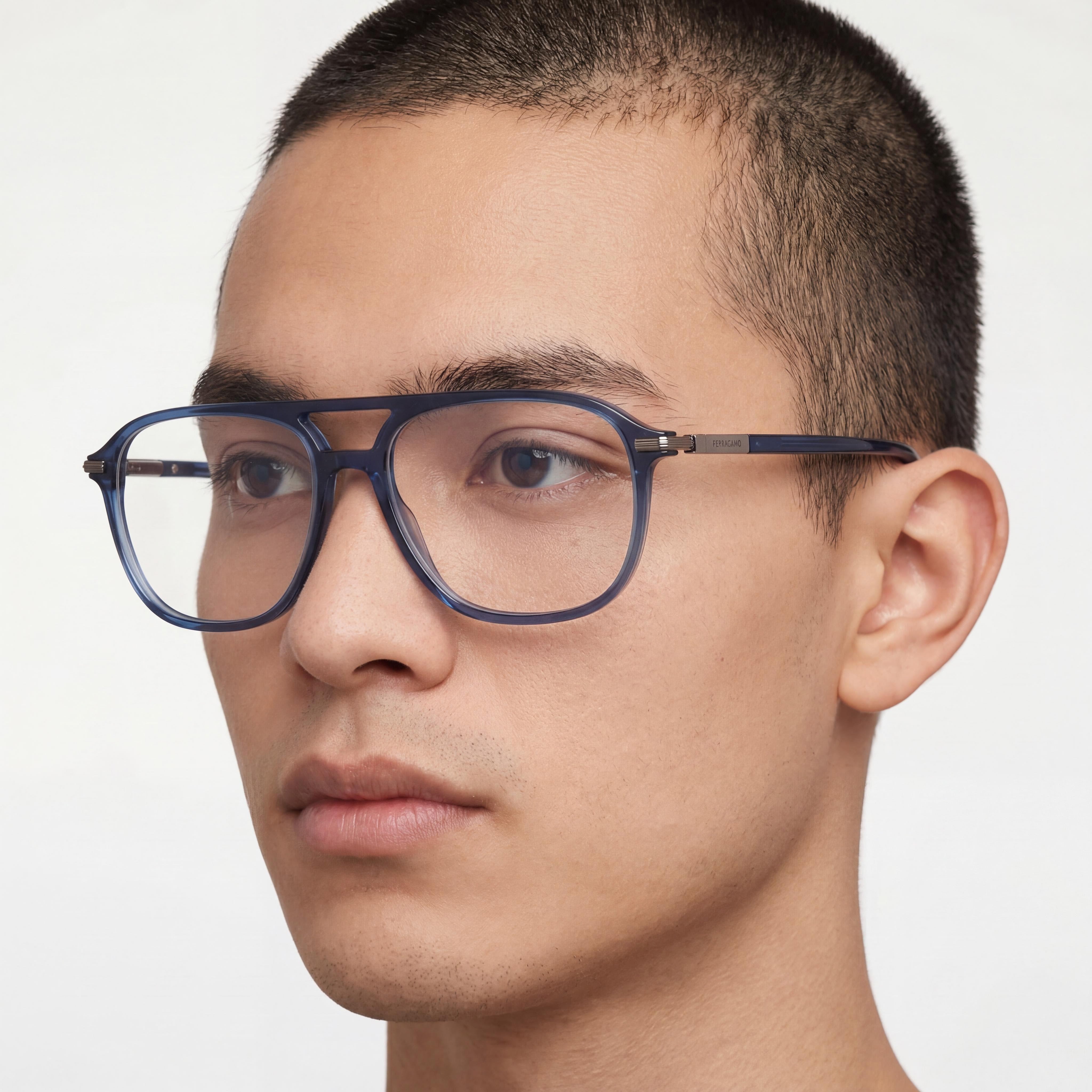 Ferragamo Sf3006 Unisex Acetate Frame, Transparent Blue, Lens Width 56mm, Bridge 16mm, Temple 145mm, Photo 4