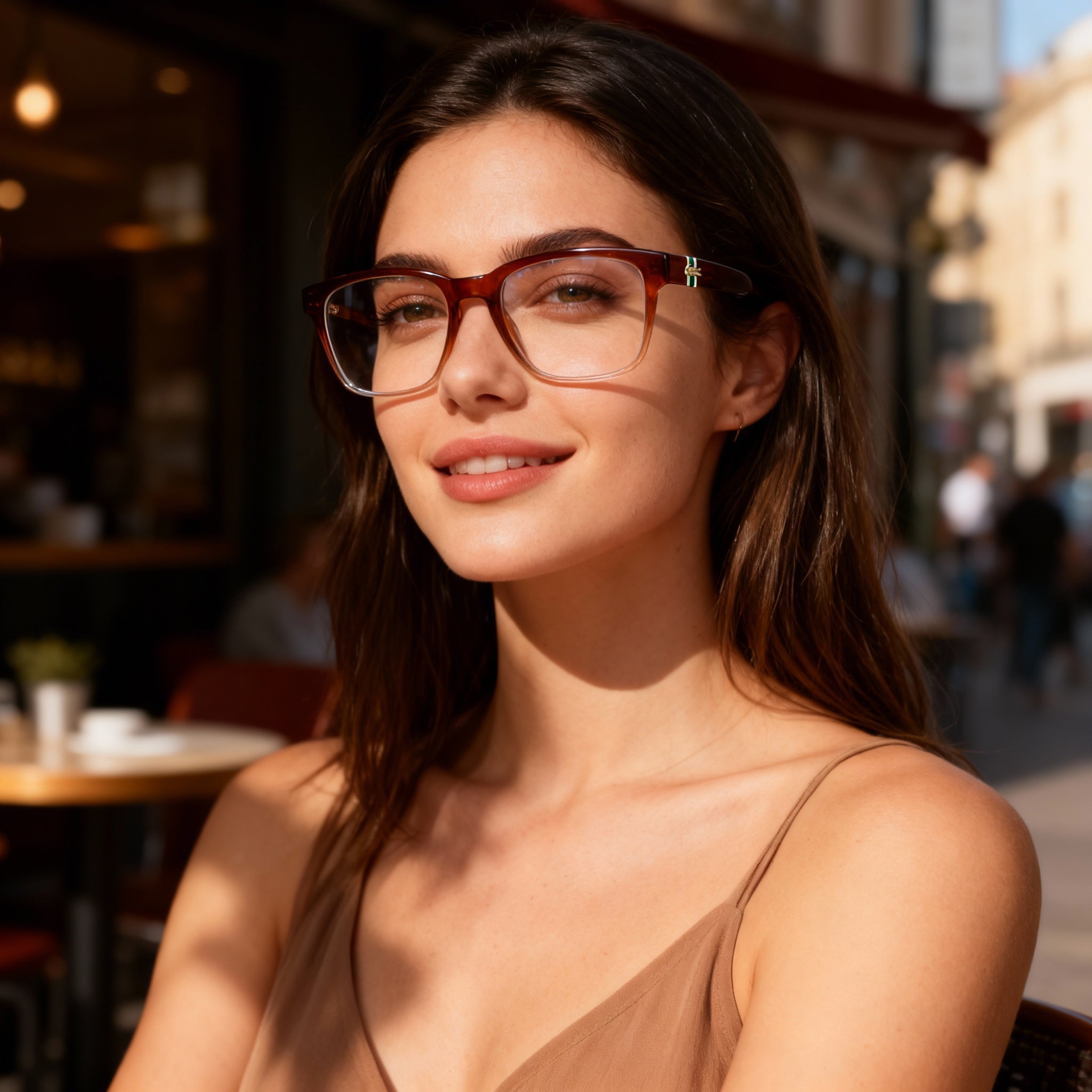 Lacoste L2932 Modern Unisex Sunglasses, Metal Frame in Blonde Havana, Polarized Blonde Havana Lenses, 53mm, Photo 5