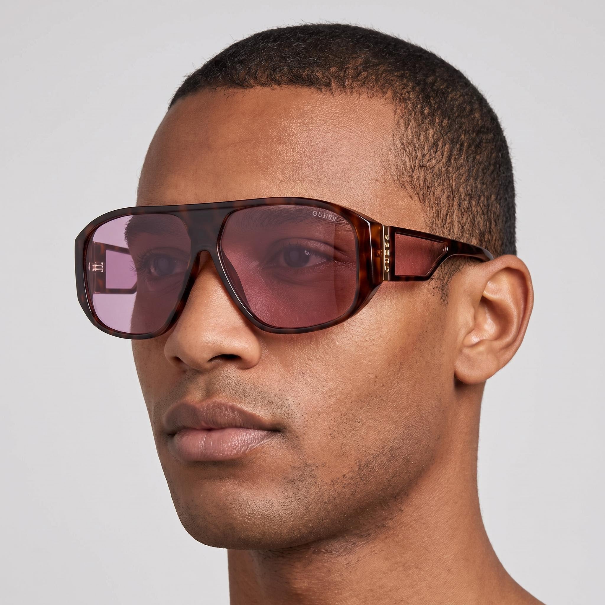 GUESS Moderne Unisex Sunglasses, Dark Havana Plastic Frame, Violet Non-Polarized Lenses, UV 400, 61-11-140, Photo 4