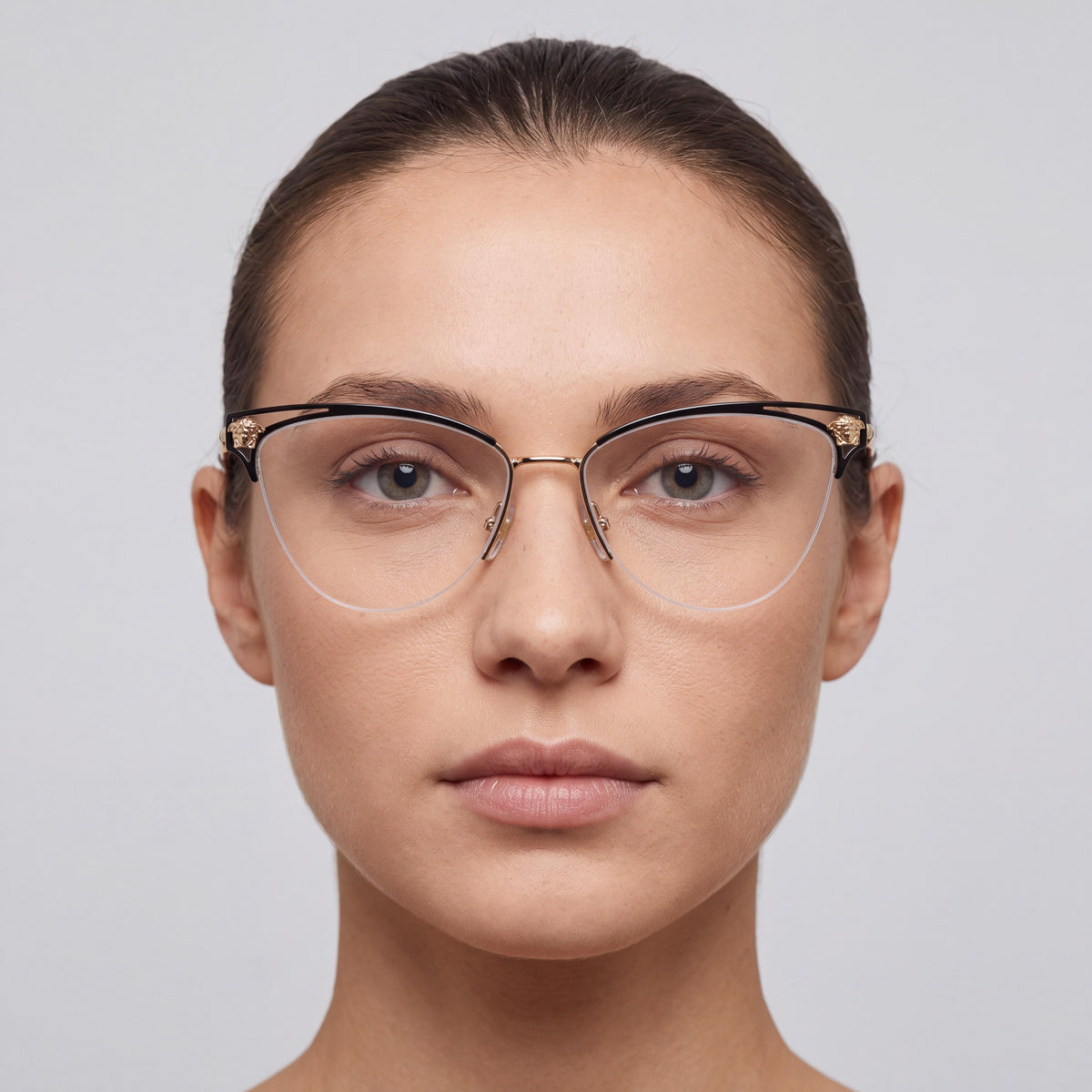 Gafas Versace Ve 1280 para mujer, de metal dorado y negro, estilo ojo de gato, 55 mm, Photo 4