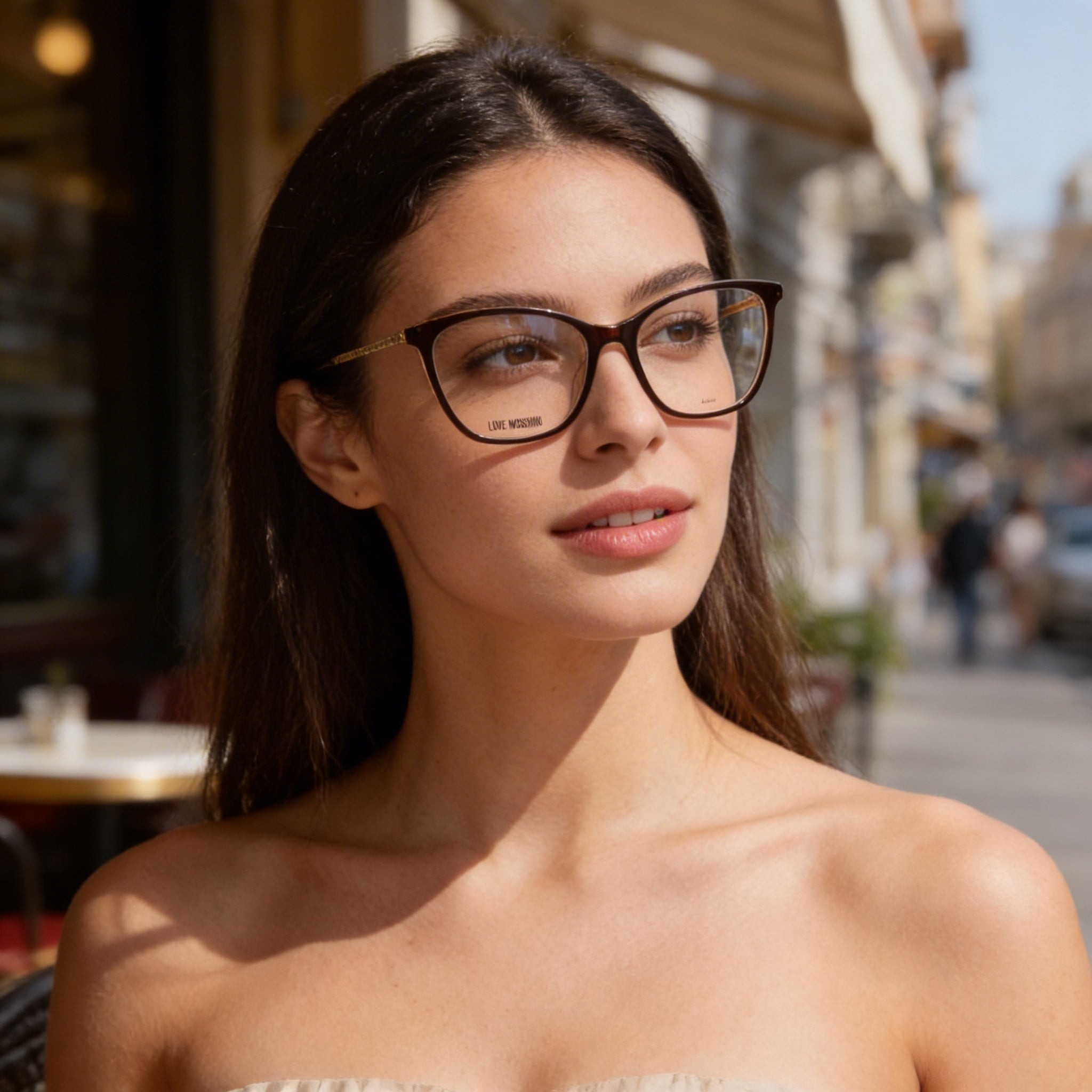 Love Moschino Modern Women's Brown Acetate Frame Sunglasses with Brown Polycarbonate Lenses - Size 54-16-140, Photo 5