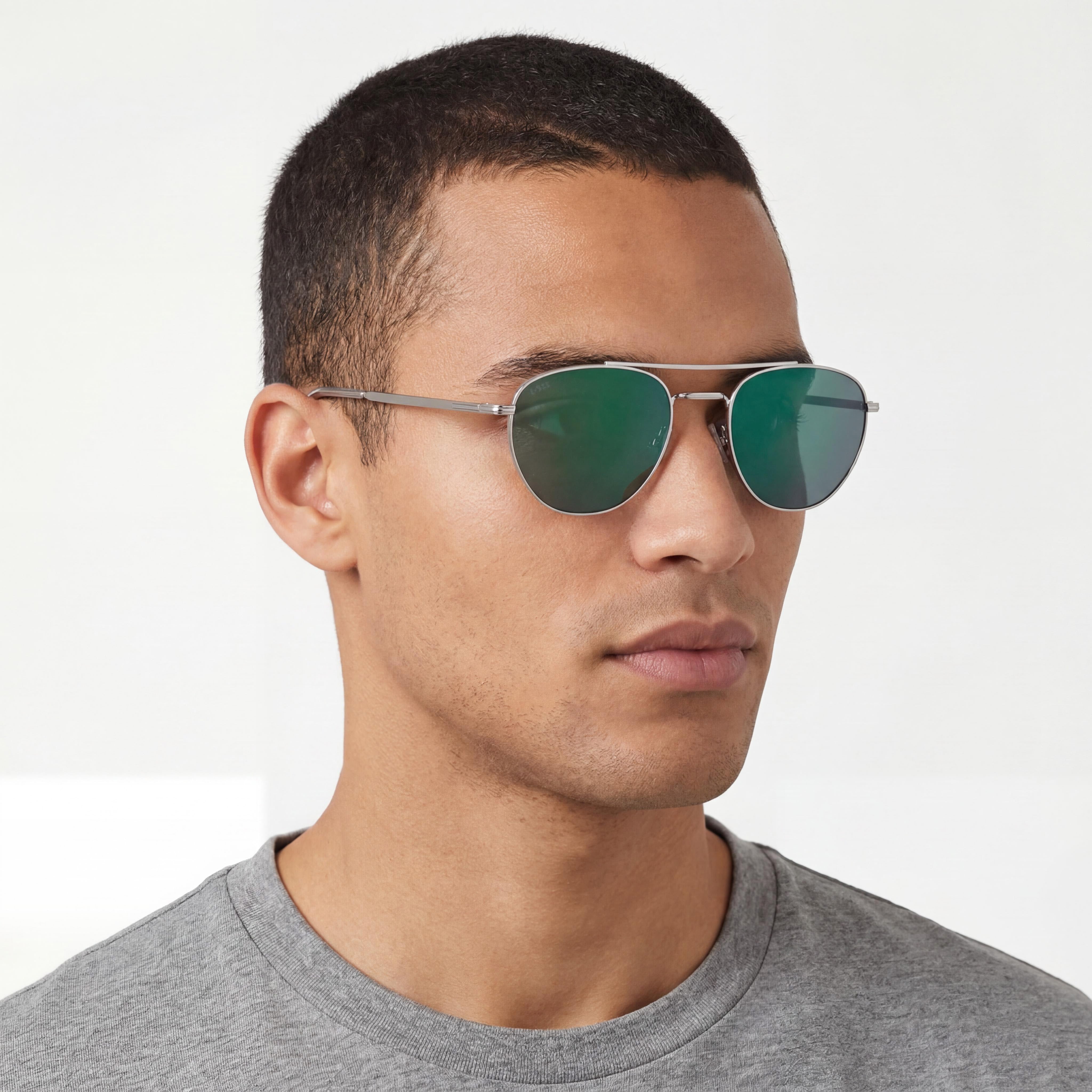 Gafas de sol Boss Ruthenium 1631 para hombre, armazón de rutenio de acero inoxidable, lentes de espejo verdes, 100% protección UV, 53 mm, Photo 5