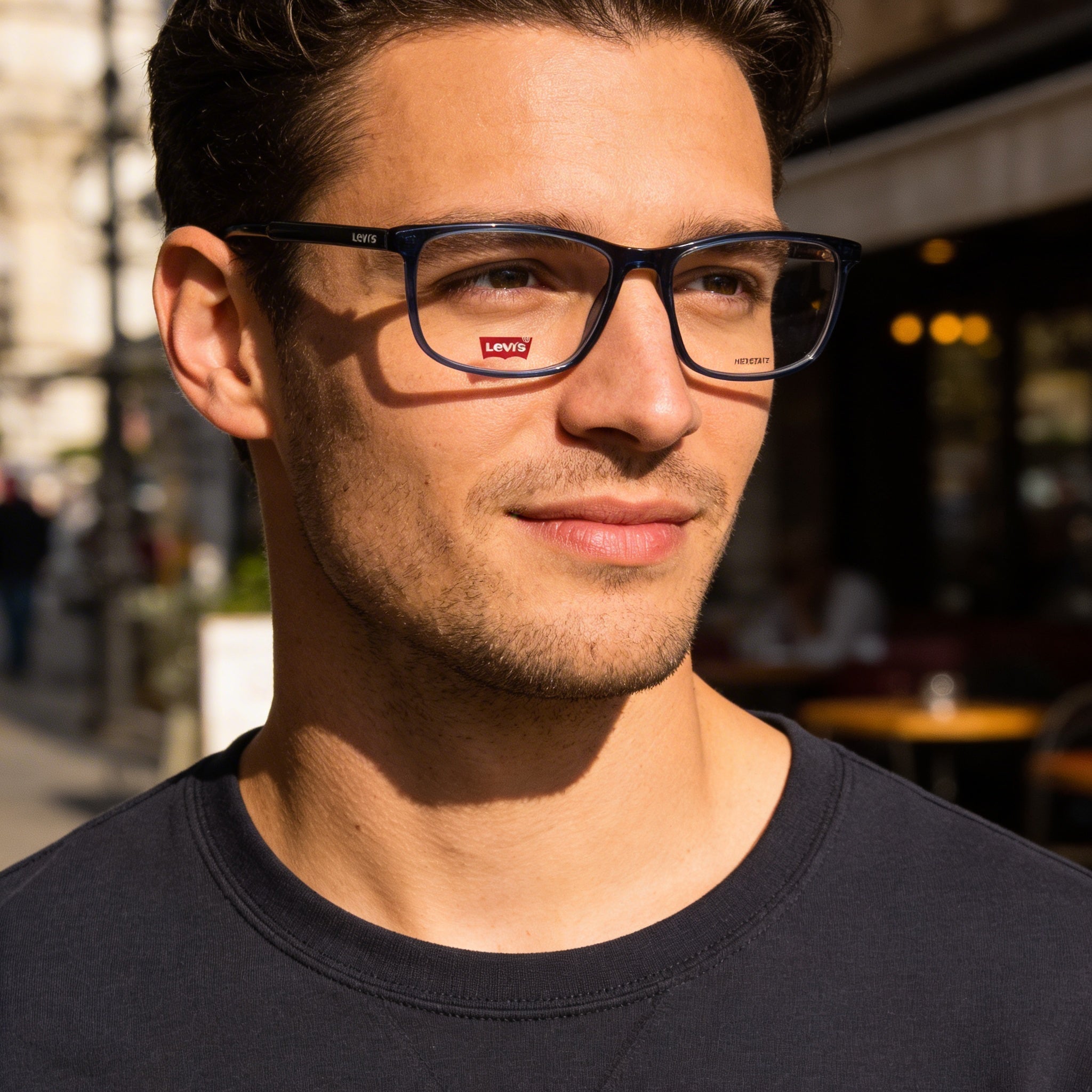 Levi's Lv 1018 Men's Blue Plastic Prescription Ready Optical Eyeglasses Frame with Clear Demo Lenses 55mm Lens Width, Photo 4