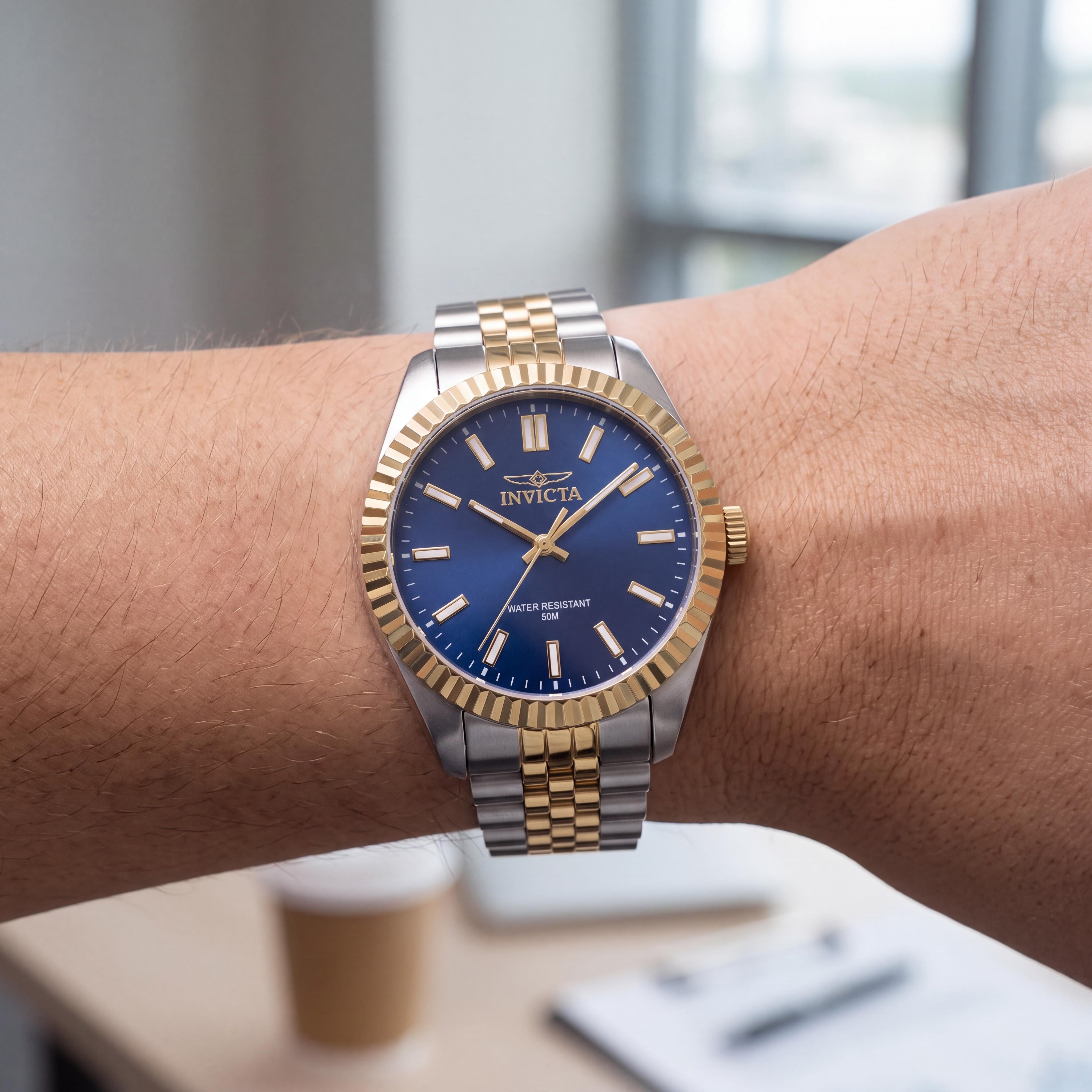 Invicta Specialty 47502 Reloj de pulsera de cuarzo de acero inoxidable unisex esfera azul 36mm resistente al agua 50m, Photo 3