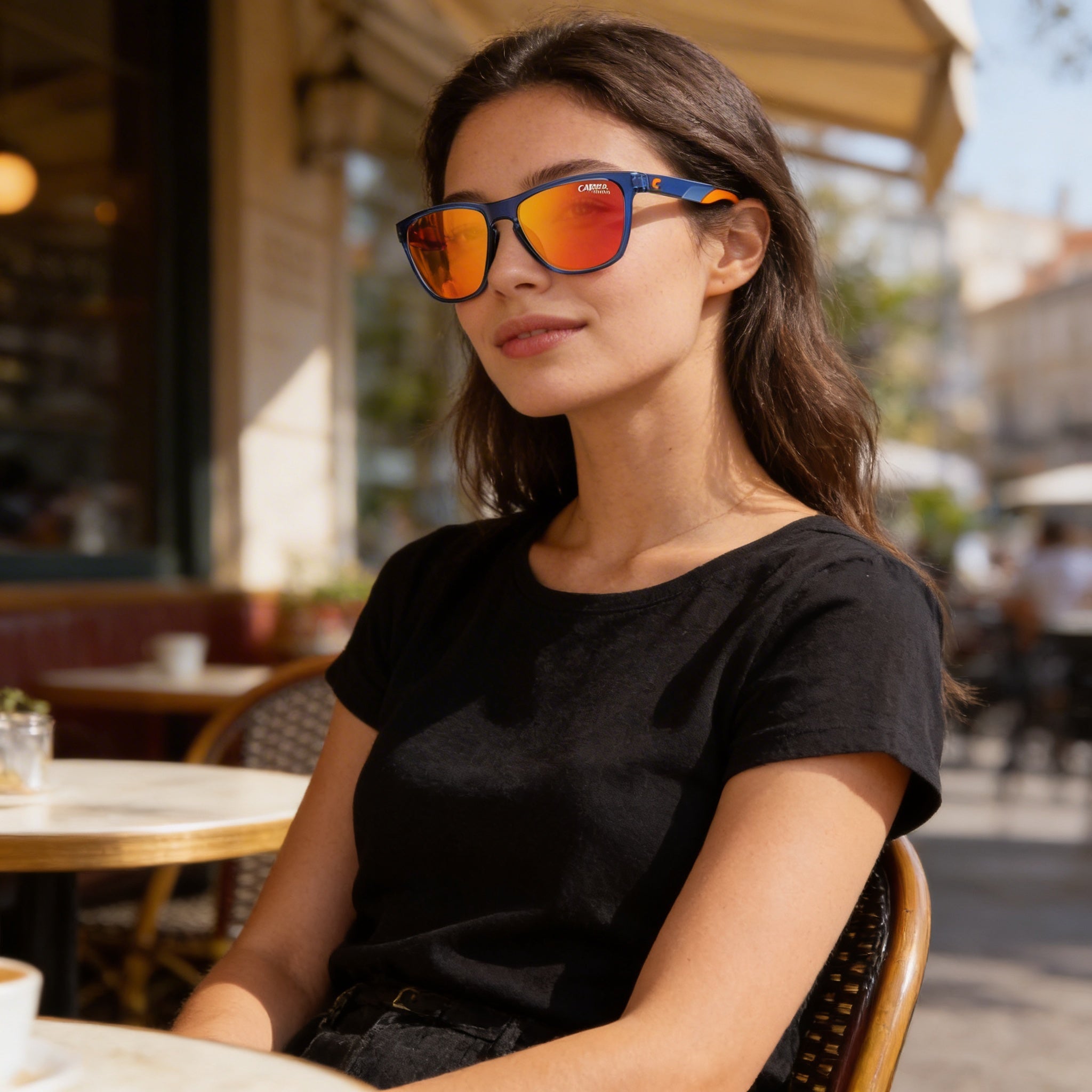 Carrera Classic Unisex Blue Orange Frame Blue Lens Injection Propionate Sunglasses UV Protection 56mm, Photo 5